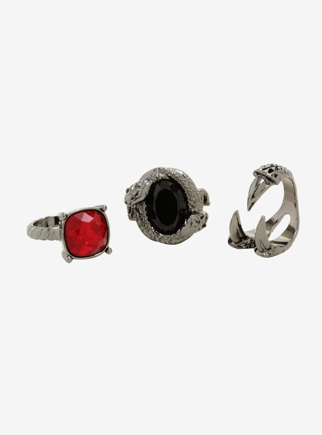 Blackheart Snake & Dragon Ring Set | Hot Topic