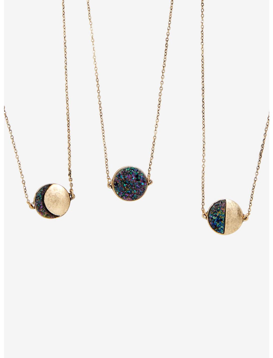 Druzy Moon Phases Best Friends Necklace Set Of Three, , hi-res