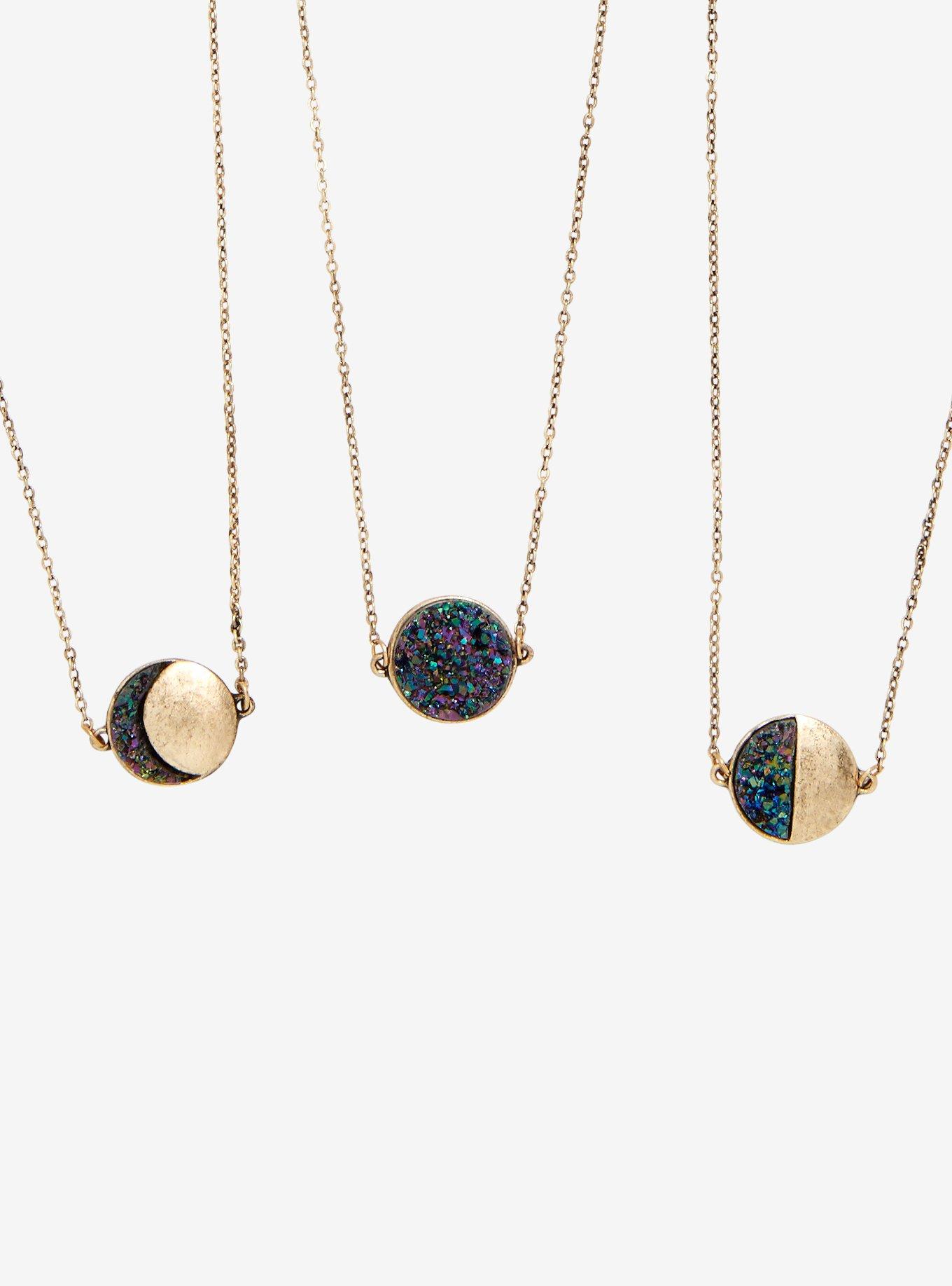 Druzy Moon Phases Best Friends Necklace Set Of Three, , hi-res