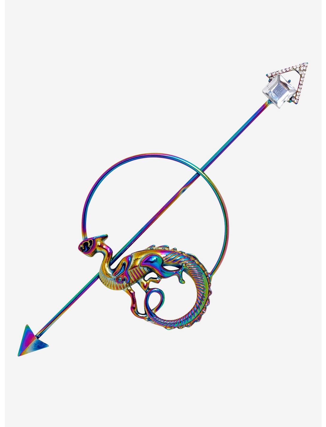 Blackheart Dragon Rainbow Anodized Hair Bun Pin, , hi-res