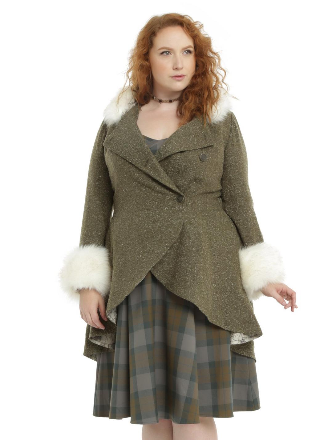 Outlander Claire Riding Coat Plus Size, GREEN, hi-res