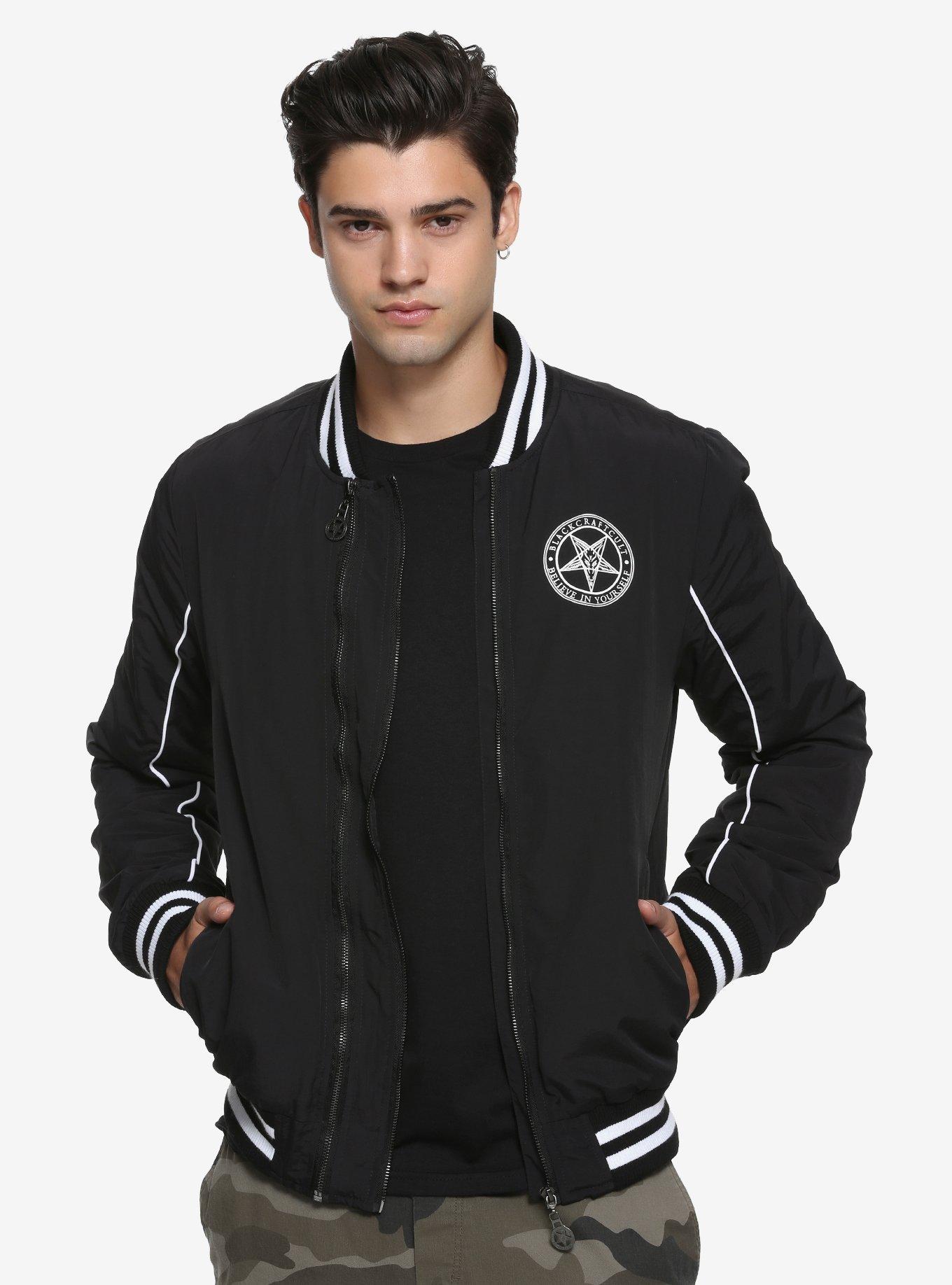 BlackCraft Create Your Own Future Double Zipper Bomber Jacket, BLACK, hi-res