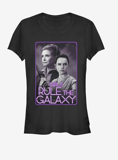 Star Wars Leia and Rey Rule the Galaxy Girls T-Shirt - BLACK | Hot Topic