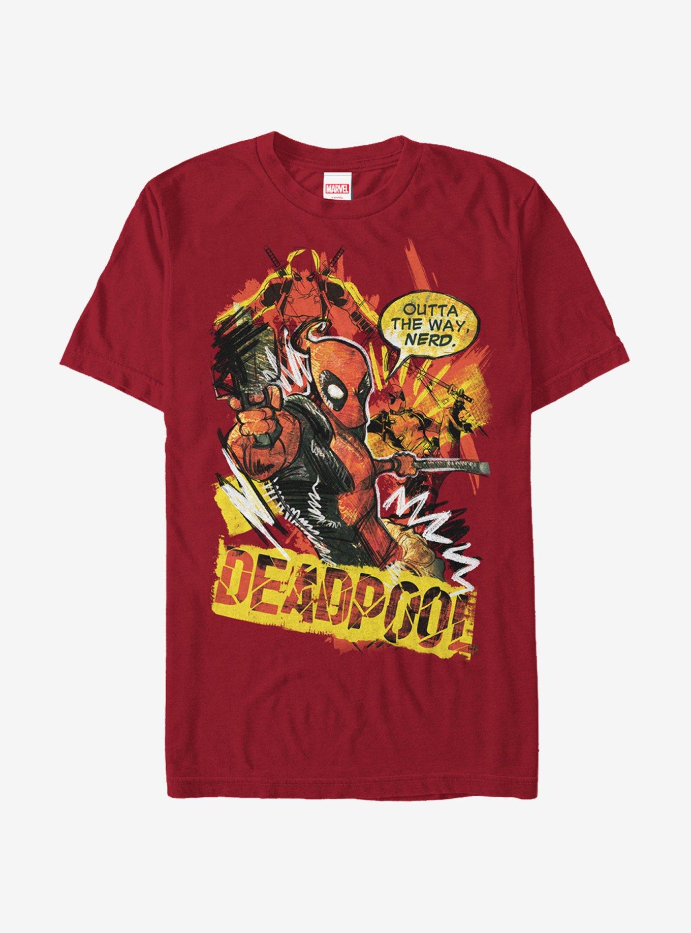 Marvel Deadpool Outta the Way Nerd T-Shirt, CARDINAL, hi-res