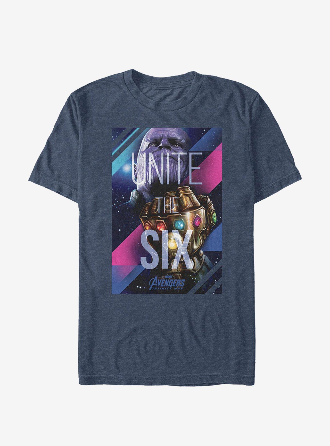 Marvel Avengers: Infinity War Unite the Six T-Shirt, NAVY HTR, hi-res