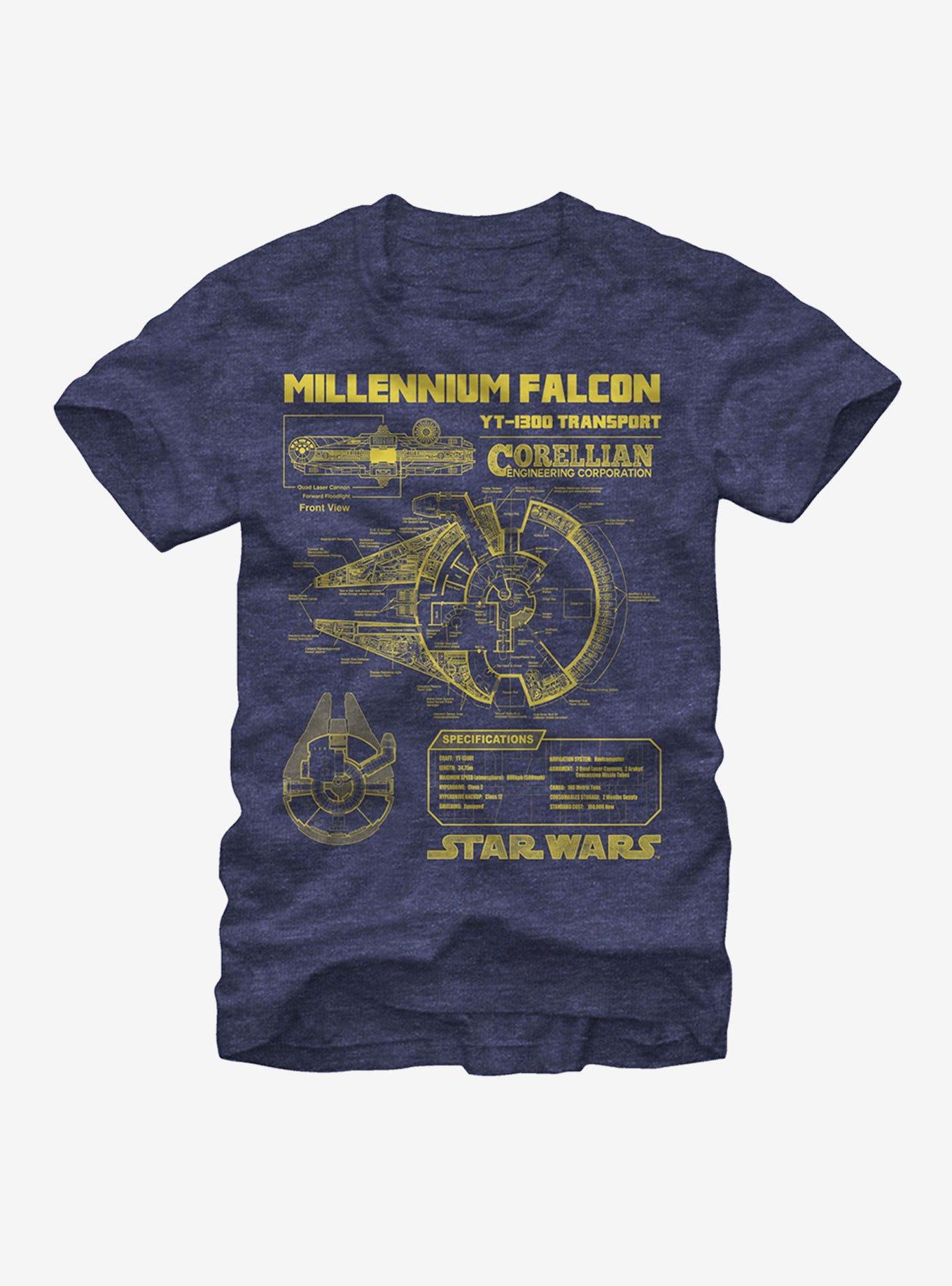 Star Wars Falcon Schematic T-Shirt, , hi-res