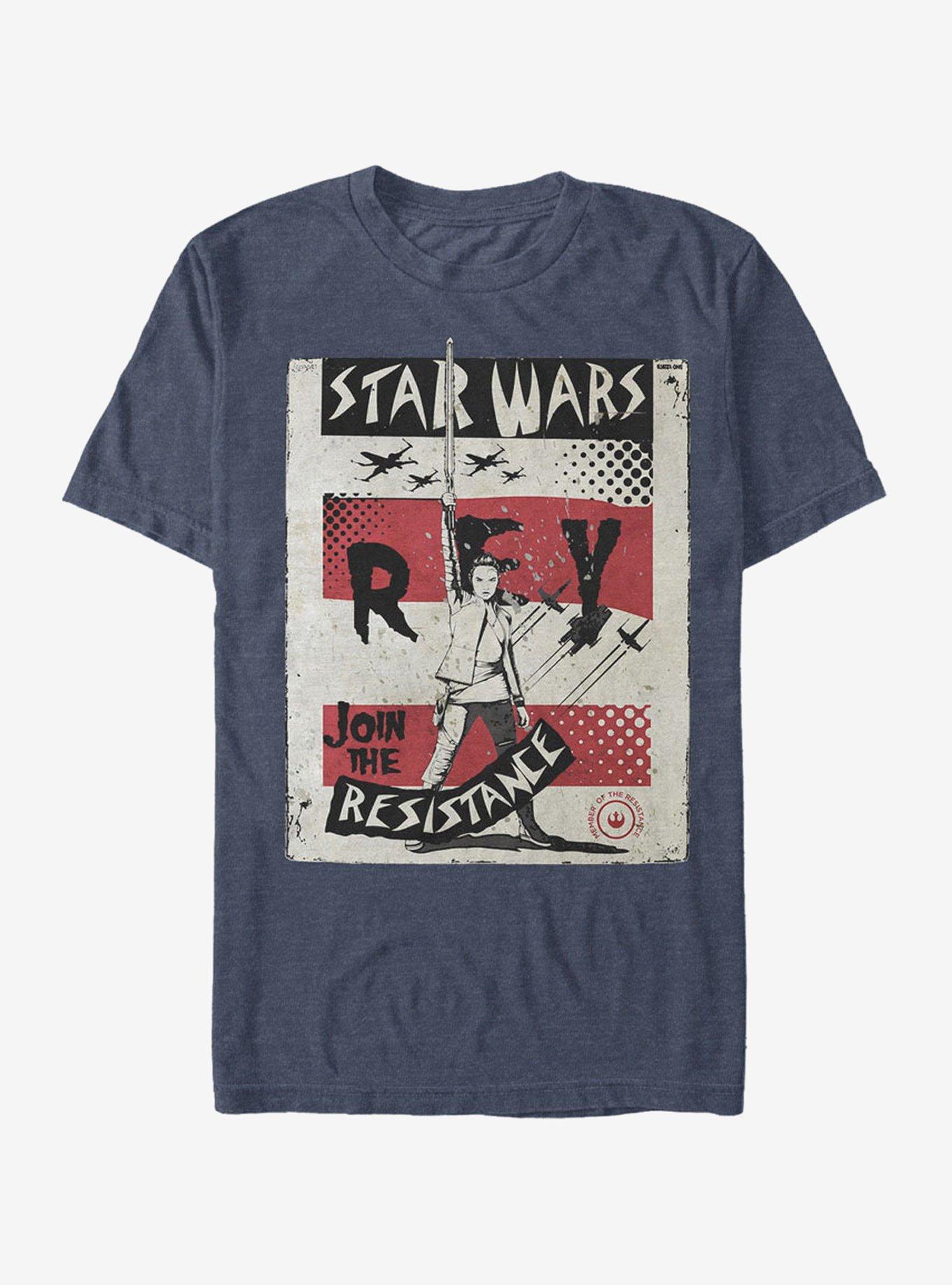 Star Wars Join Rey Poster T-Shirt, NAVY HTR, hi-res