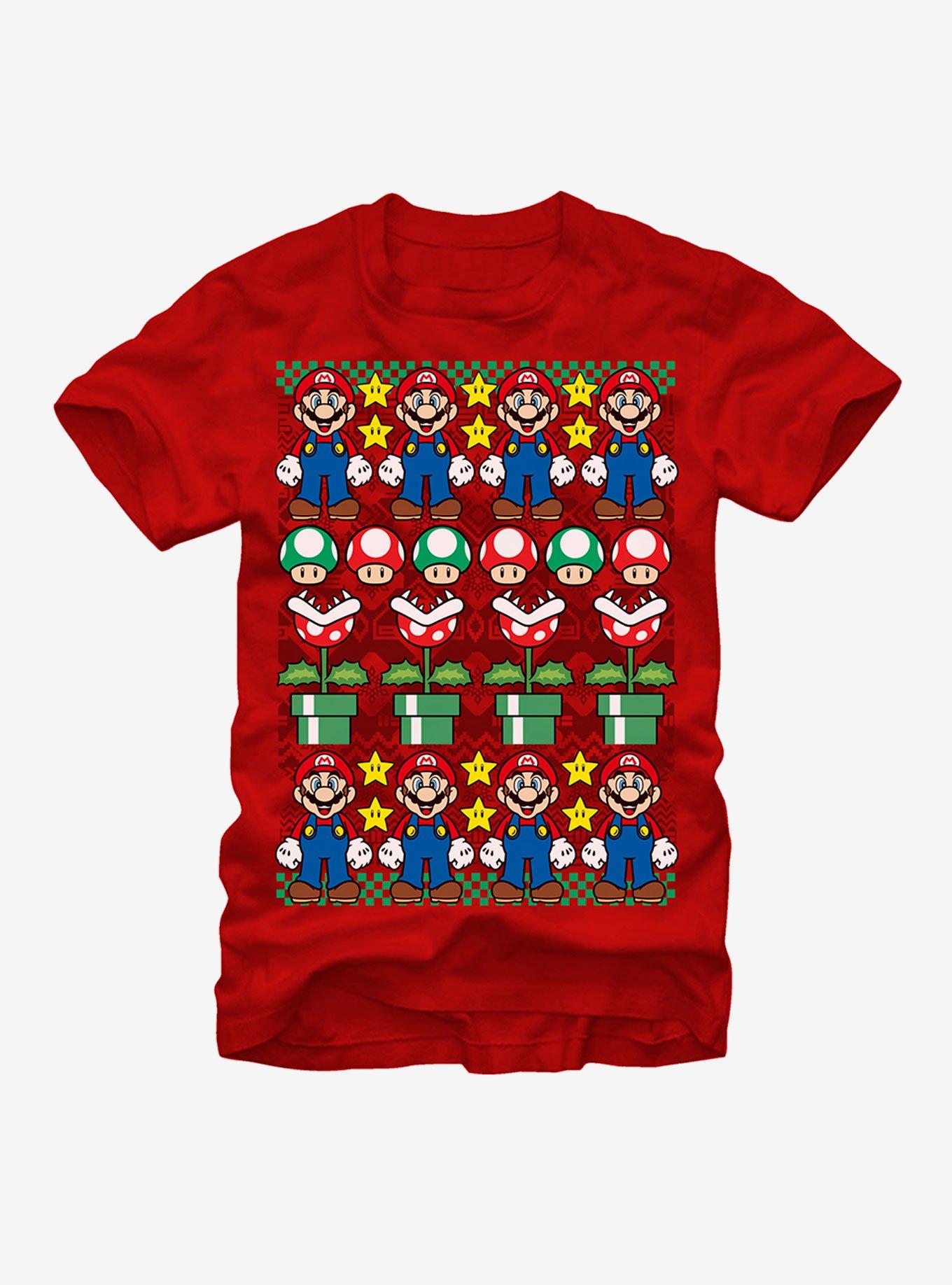 Nintendo Ugly Christmas Sweater Mario T-Shirt, RED, hi-res
