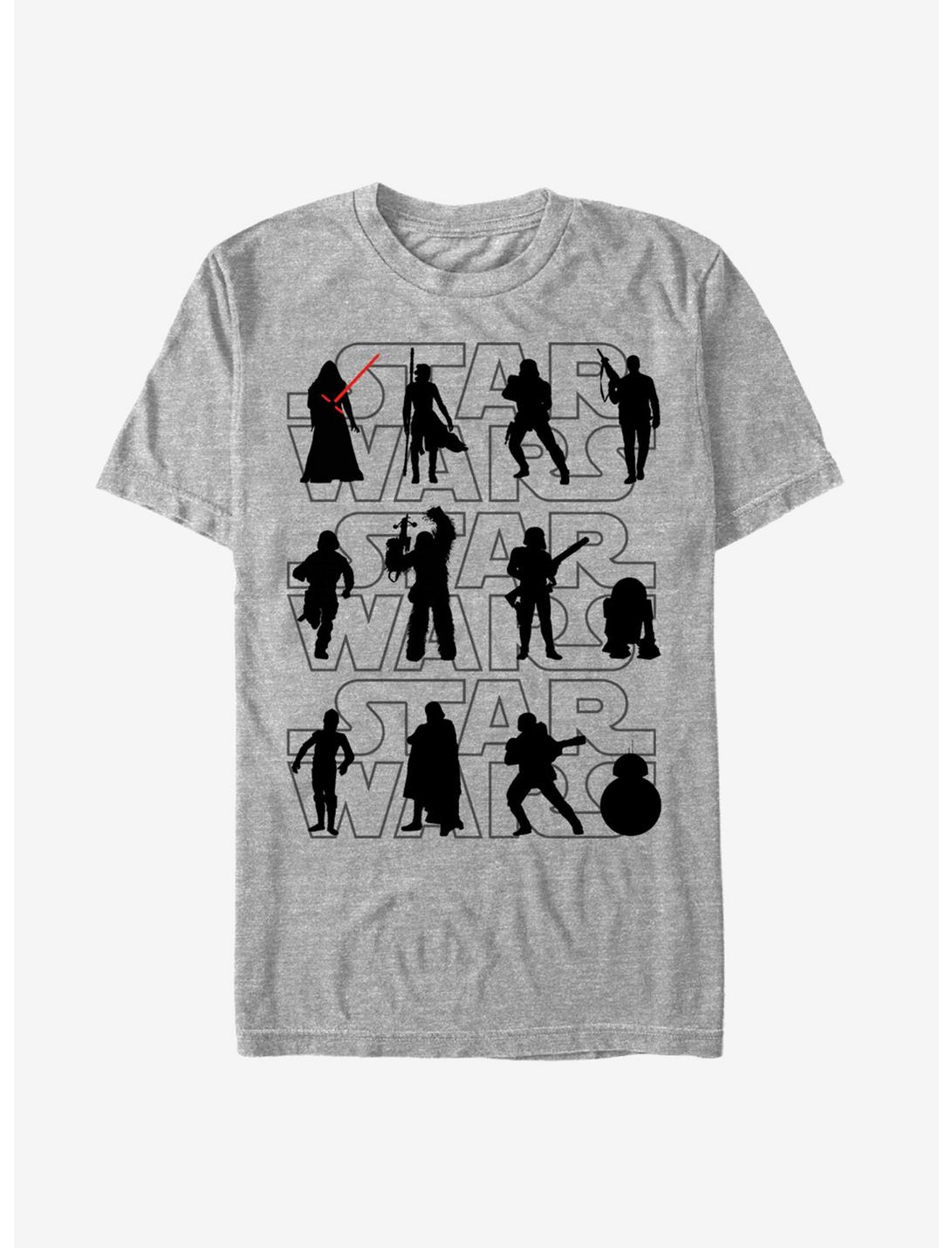 Star Wars The Force Awakens Character Silhouettes T-Shirt, ATH HTR, hi-res