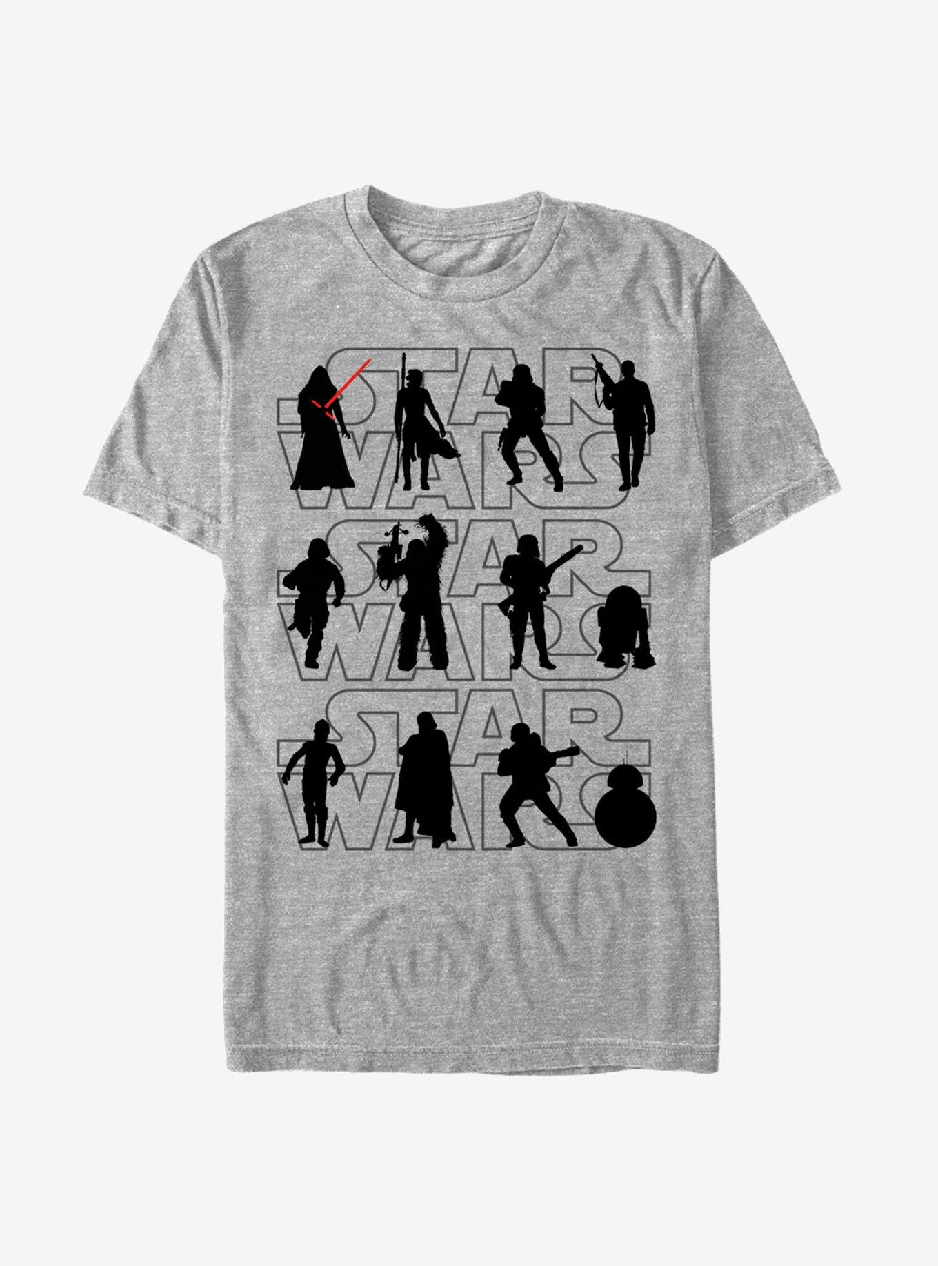 Star Wars The Force Awakens Character Silhouettes T-Shirt, ATH HTR, hi-res