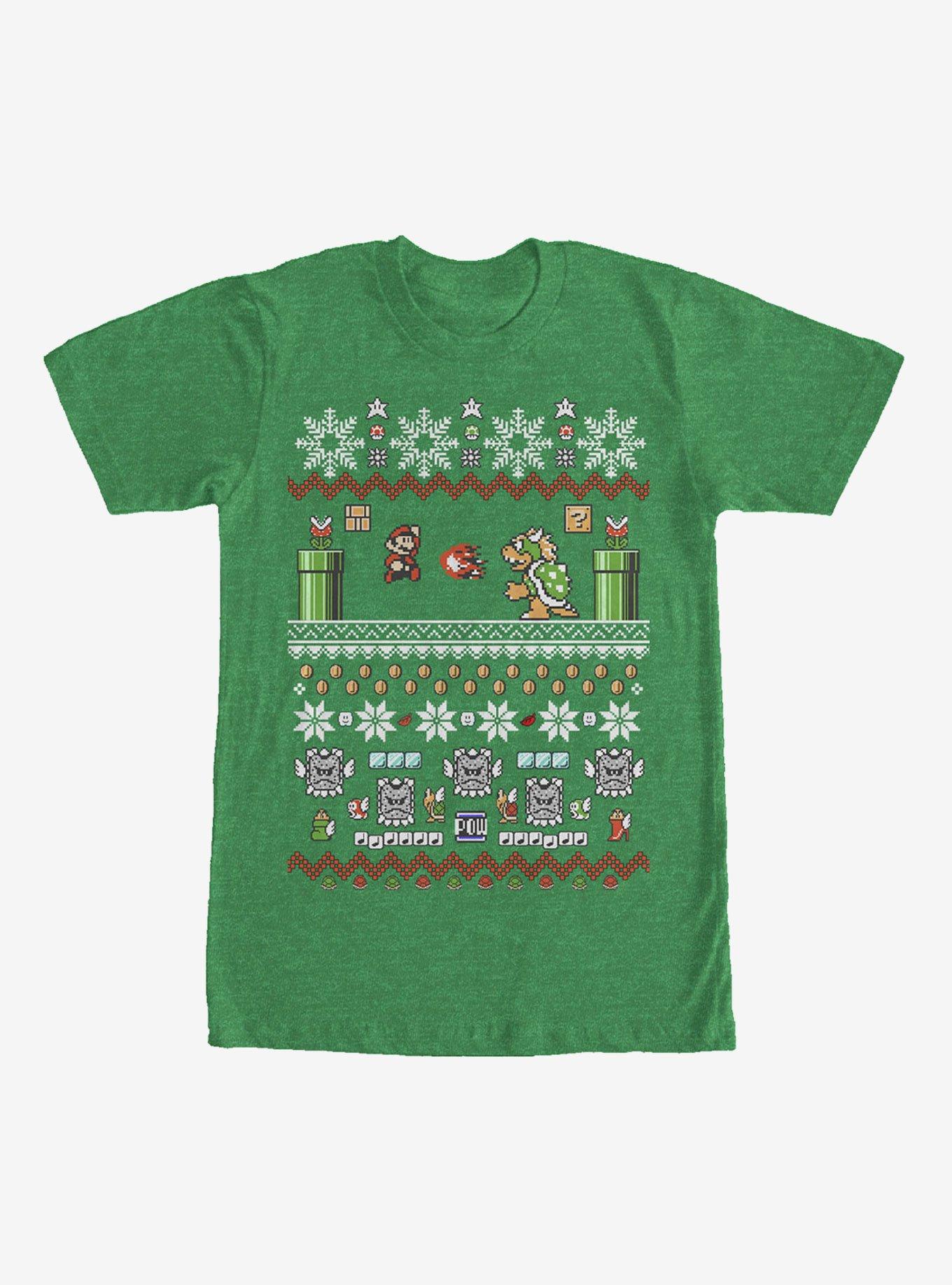 Nintendo Mario and Bowser Ugly Christmas Sweater T-Shirt, KEL HTR, hi-res