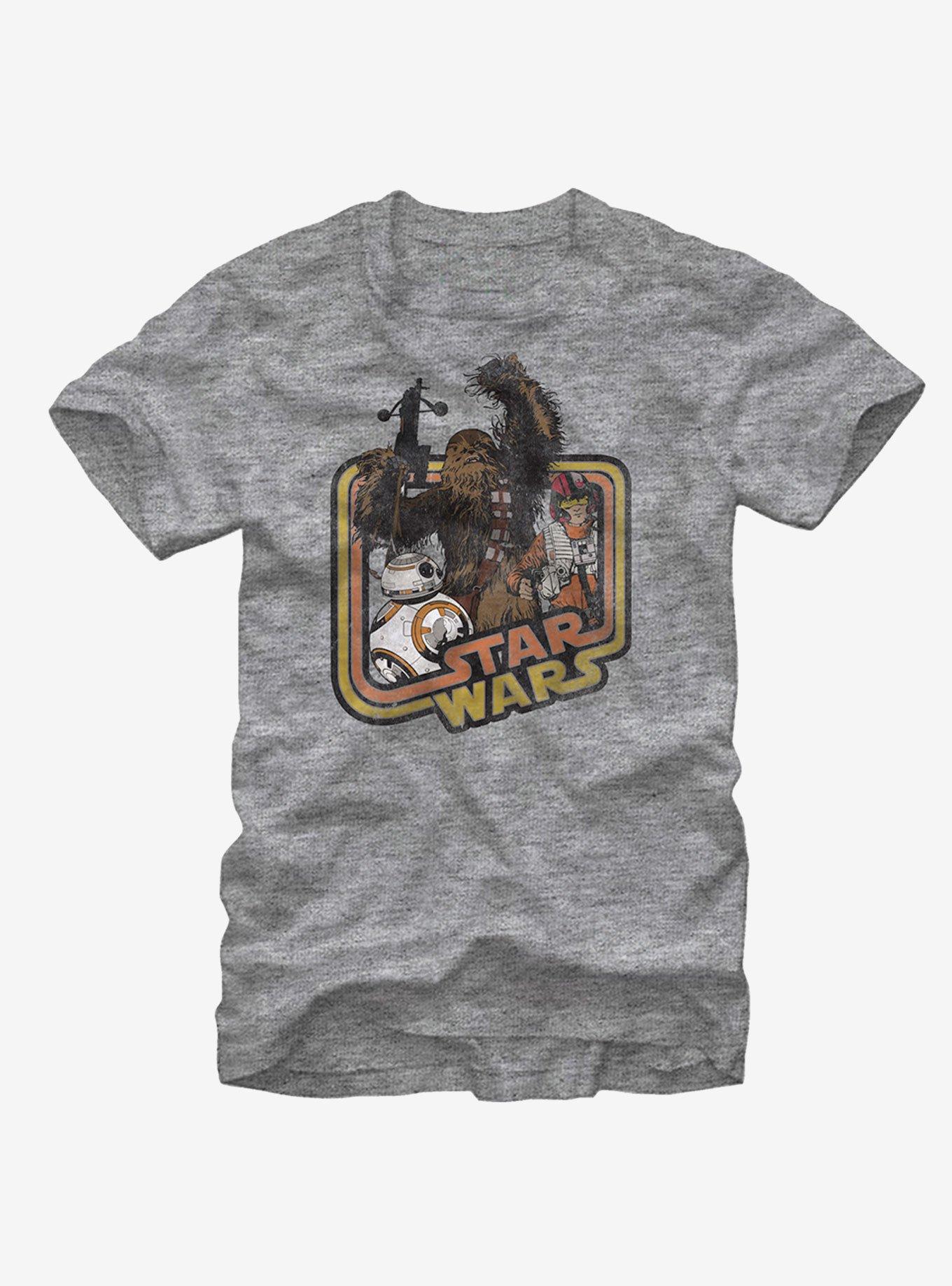 Star Wars Retro Chewbacca and Poe Dameron T-Shirt, ATH HTR, hi-res