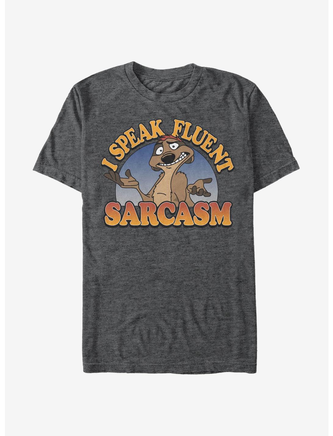 Lion King Timon Speaks Fluent Sarcasm T-Shirt, CHAR HTR, hi-res