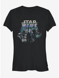Star Wars Episode VII The Force Awakens Rey and Droids Girls T-Shirt, BLACK, hi-res