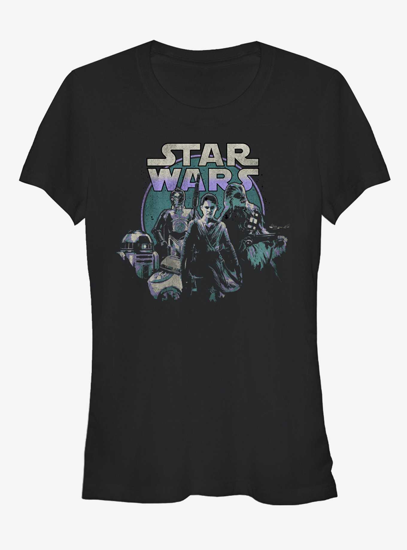 Star Wars Episode VII The Force Awakens Rey and Droids Girls T-Shirt, , hi-res