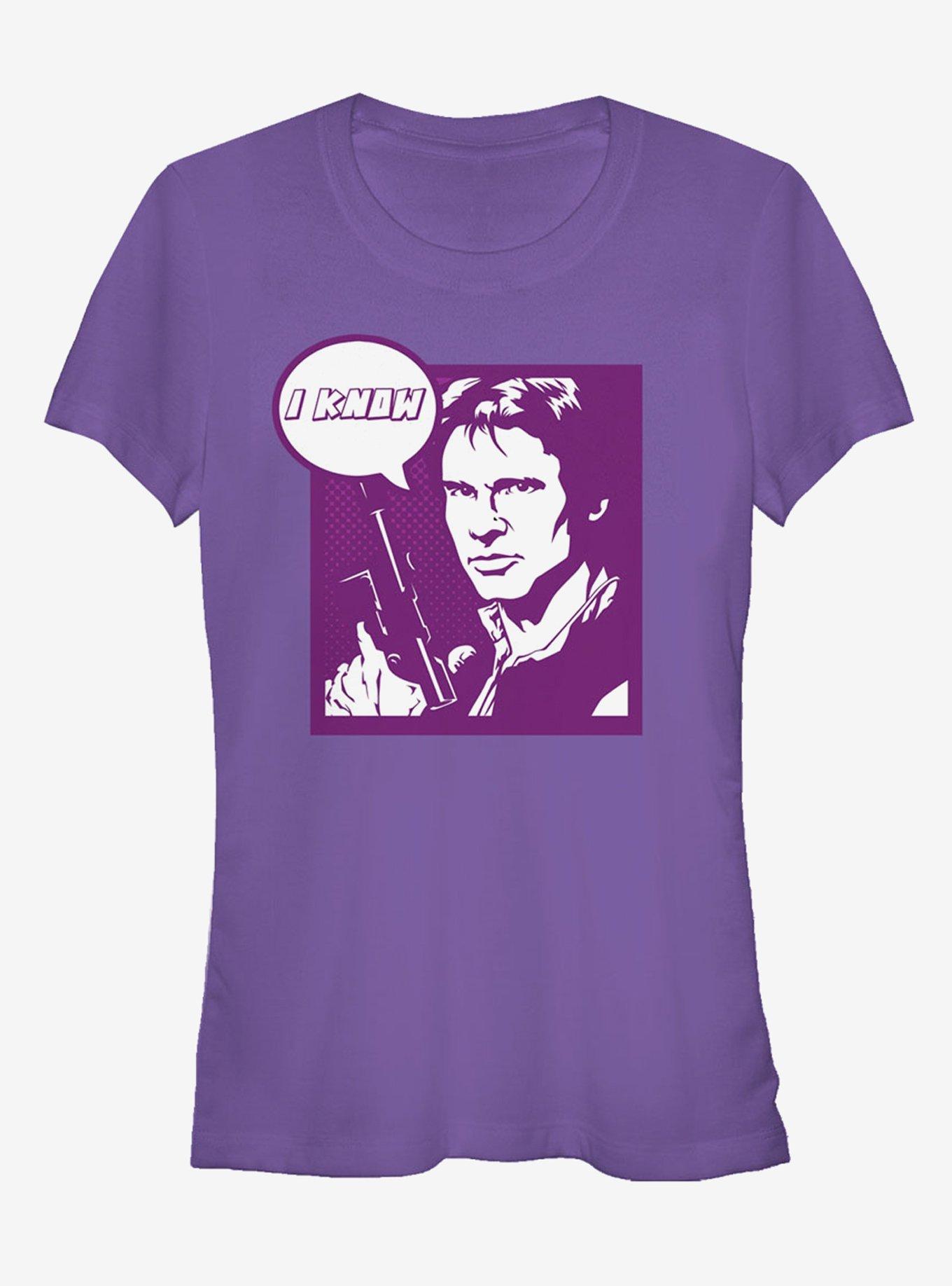 Star Wars Pop Art Han Solo I Know Girls T-Shirt, PURPLE, hi-res