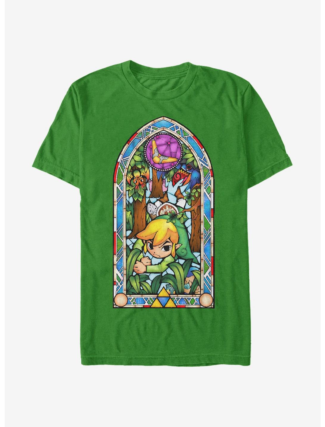 Nintendo Legend of Zelda Stained Glass Forest T-Shirt, KELLY, hi-res