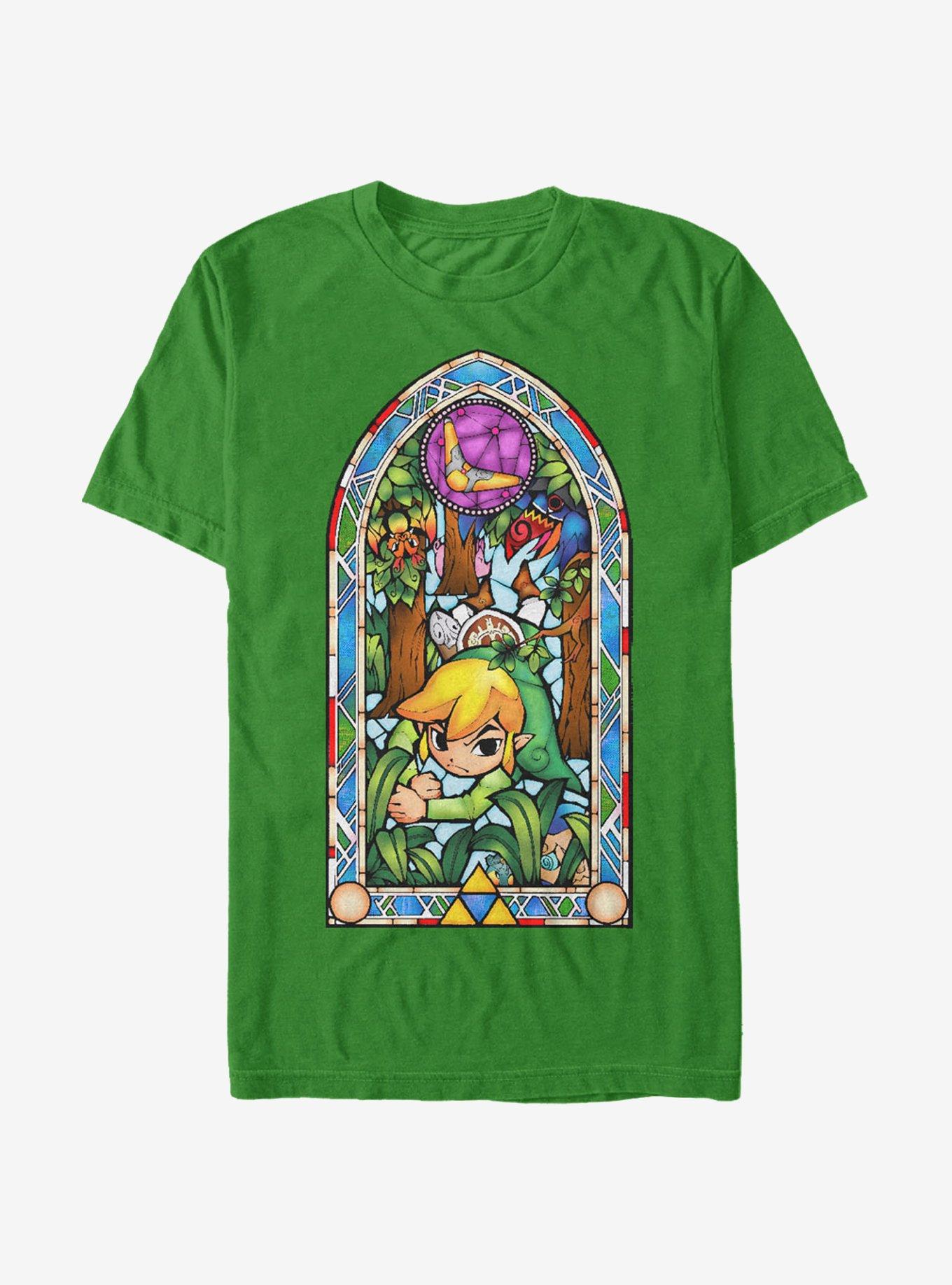 Nintendo Legend of Zelda Stained Glass Forest T-Shirt, KELLY, hi-res
