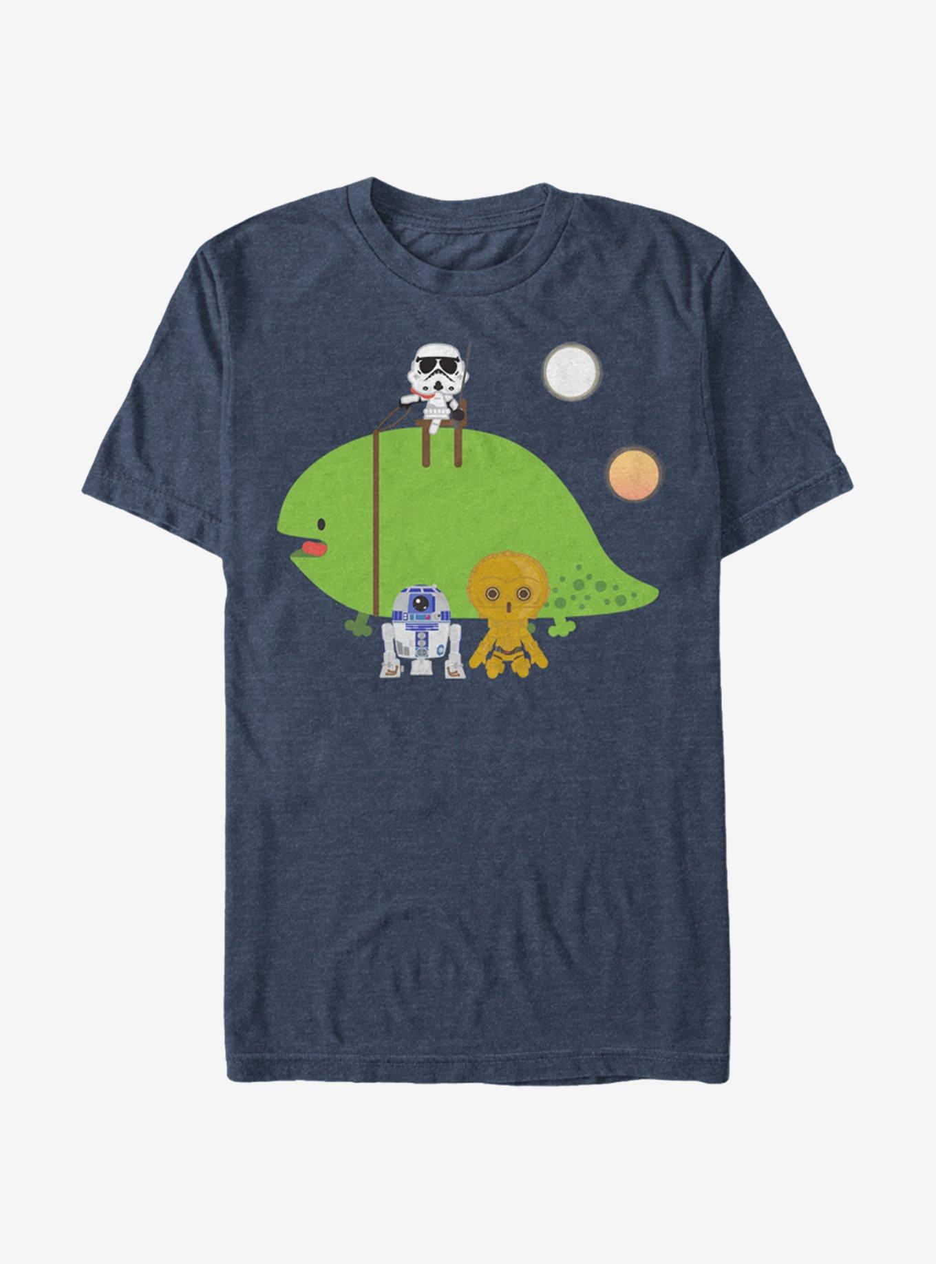 Star Wars Cute Cartoon Dewback and Friends T-Shirt, NAVY HTR, hi-res