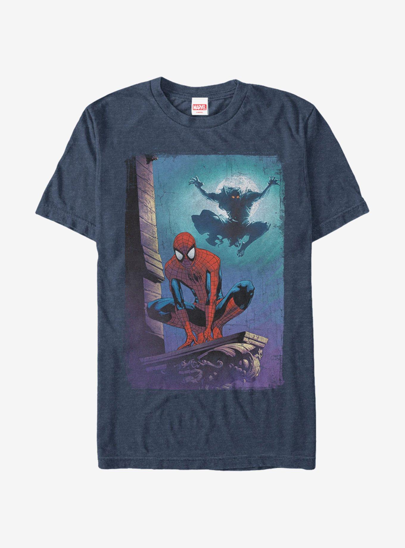 Marvel Spider-Man Green Goblin Attack T-Shirt, NAVY HTR, hi-res