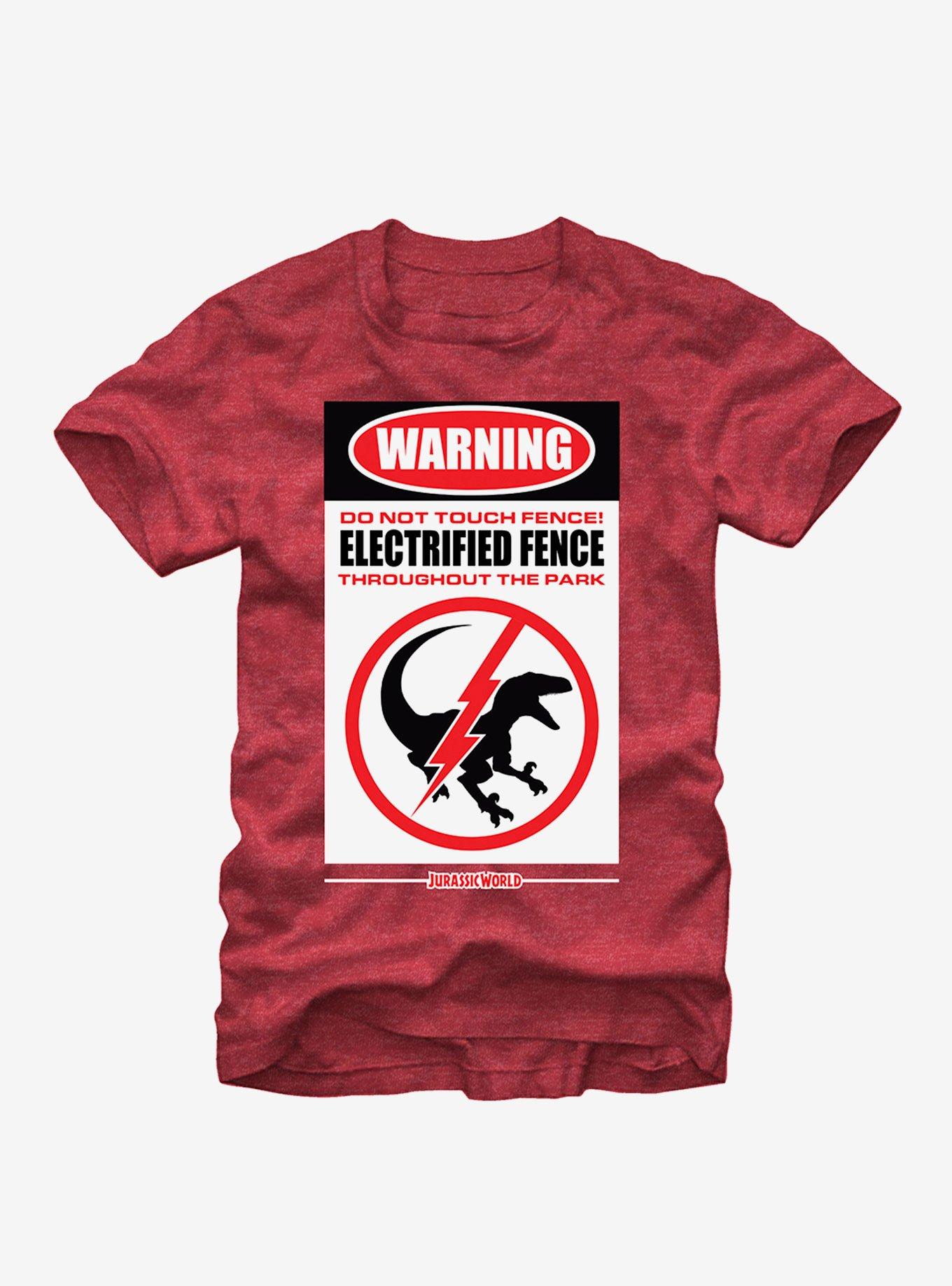 Jurassic World Warning Electrified Fence T-Shirt, , hi-res