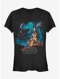 Star Wars Episode IV A New Hope Vintage Art Girls T-Shirt, BLACK, hi-res