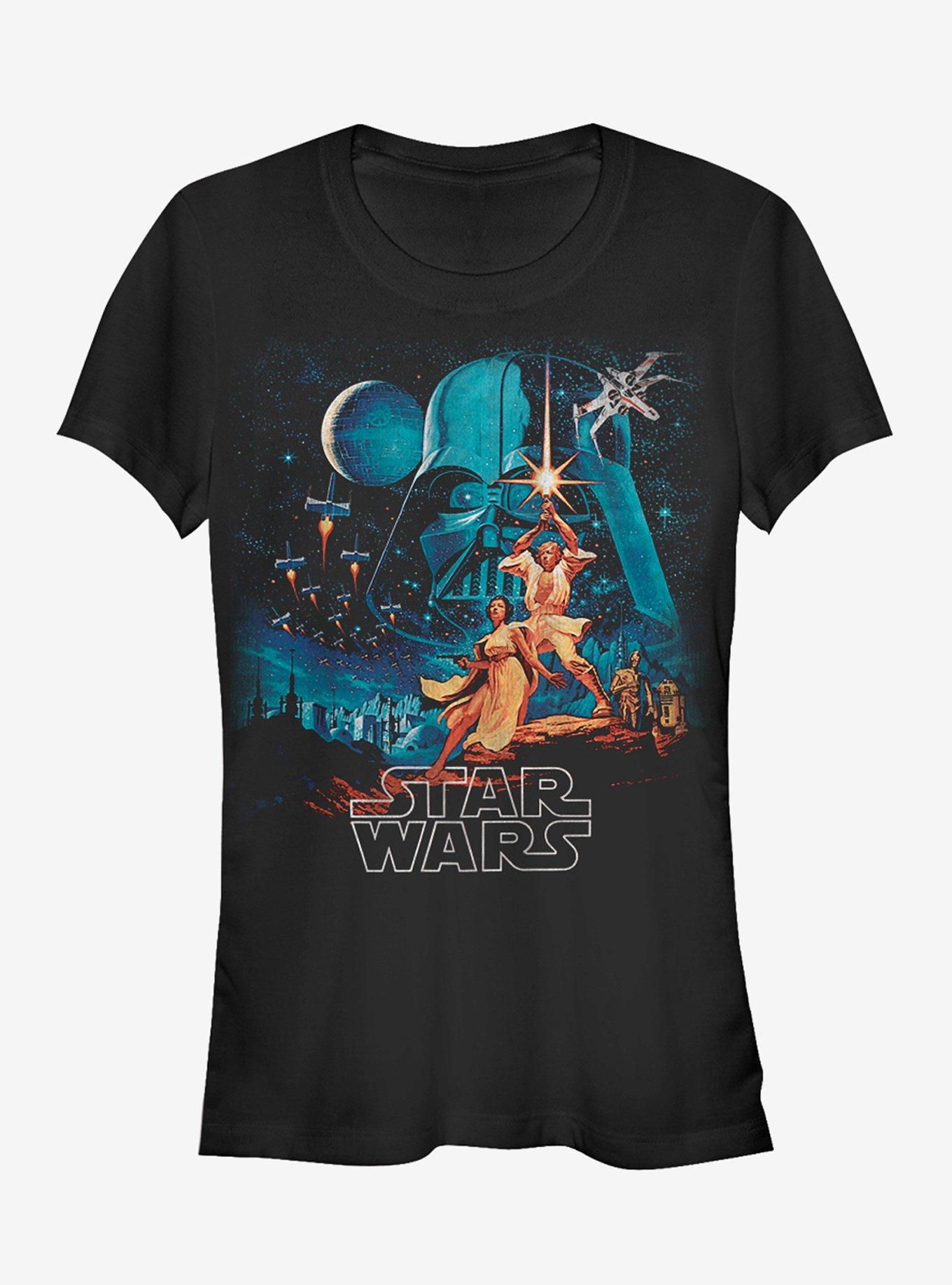 Star Wars Episode IV A New Hope Vintage Art Girls T Shirt BLACK