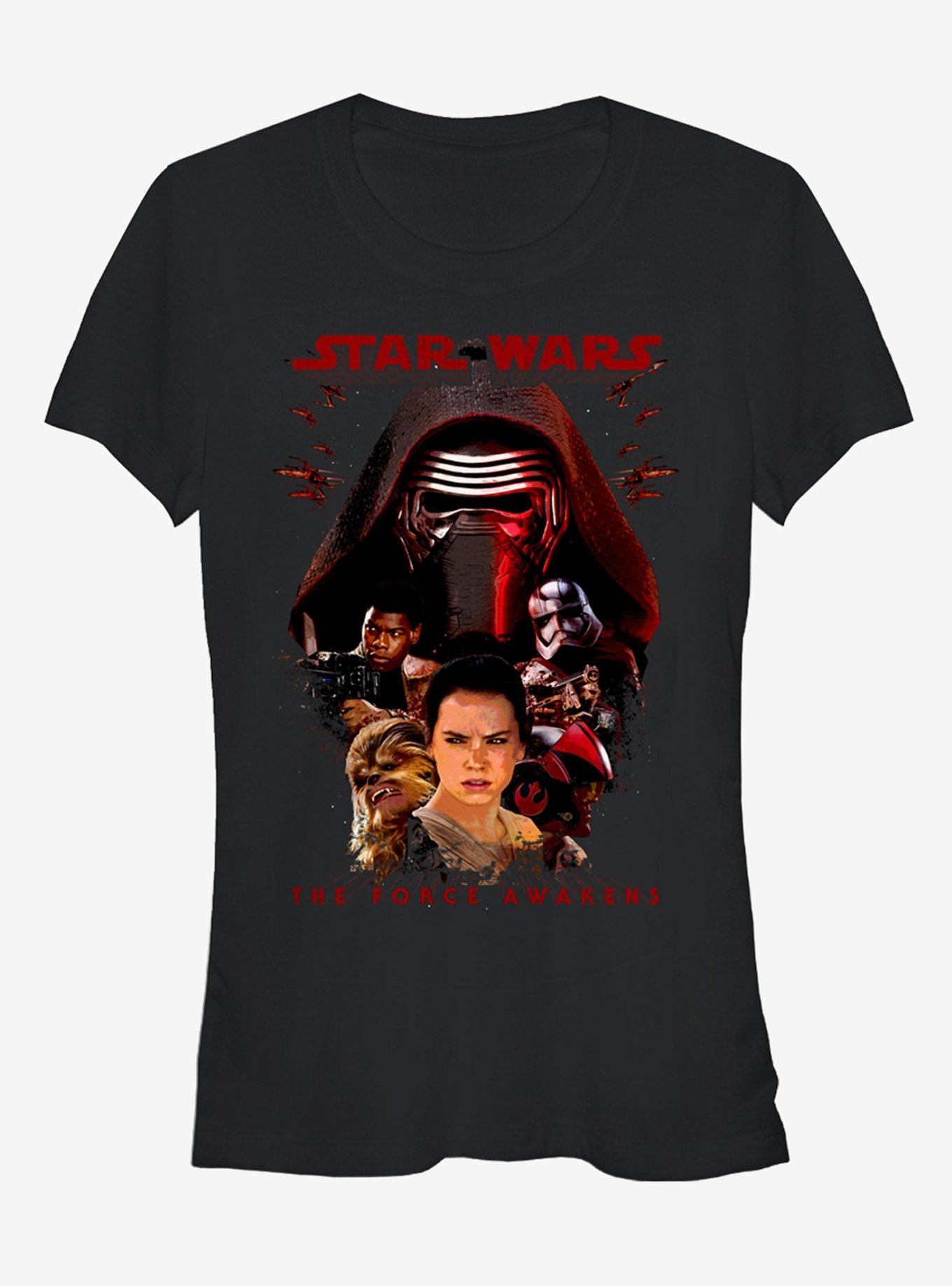 Star Wars Episode VII The Force Awakens Kylo Ren and Rey Girls T-Shirt, BLACK, hi-res