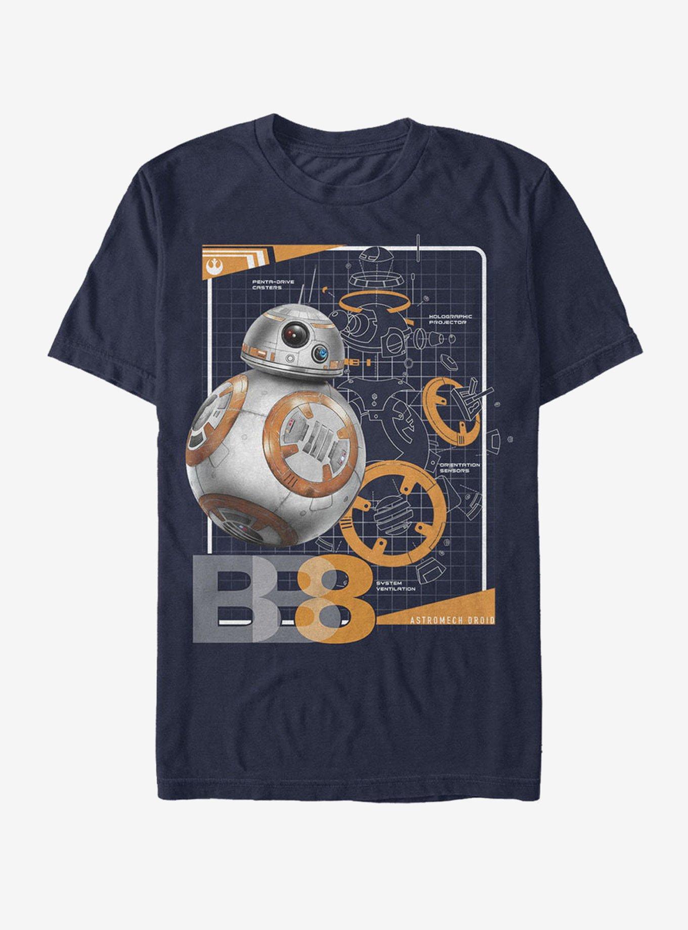Star Wars BB-8 Schematics T-Shirt, NAVY, hi-res