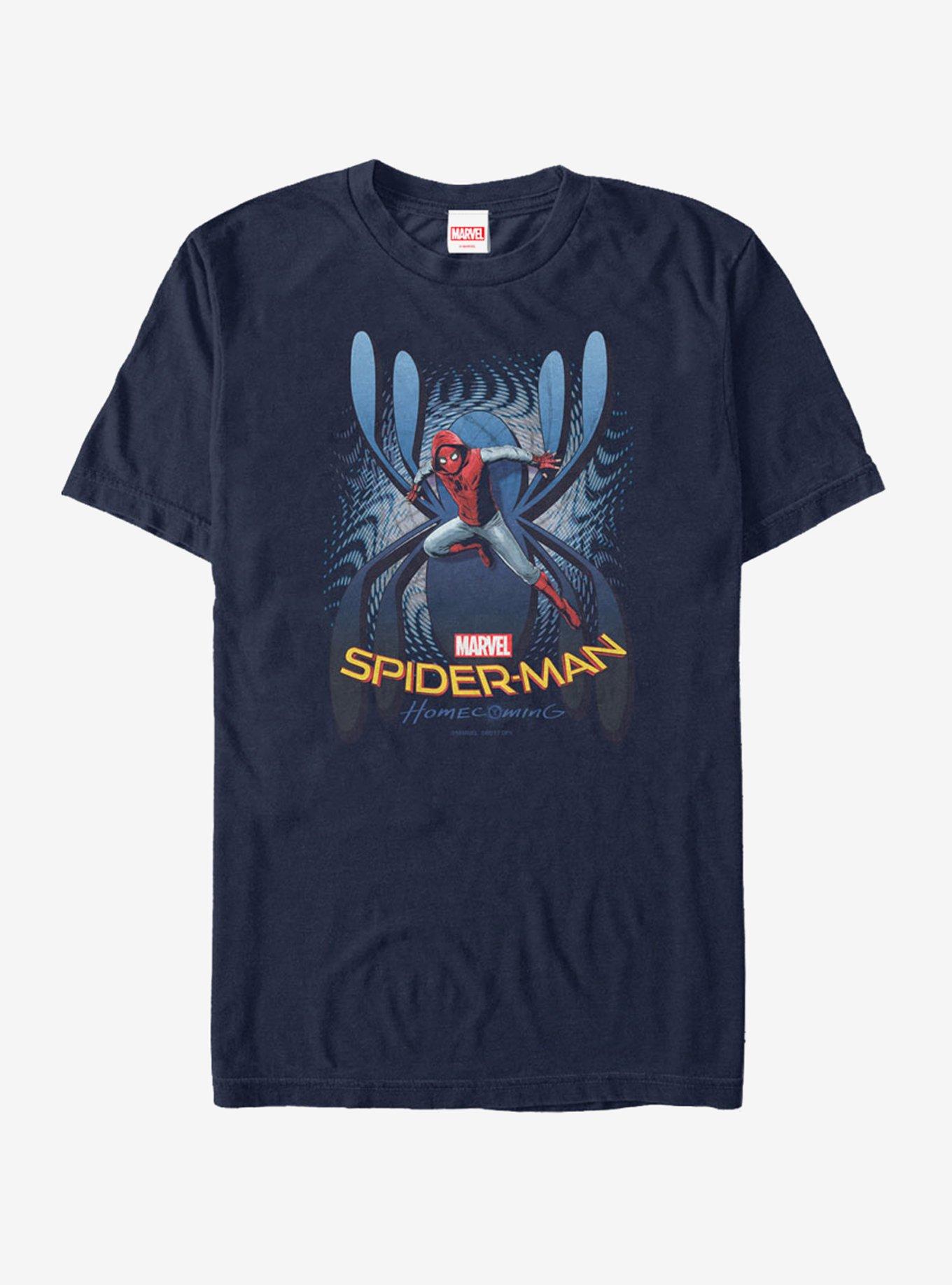 Marvel Spider-Man Homecoming Logo Pattern T-Shirt, NAVY, hi-res