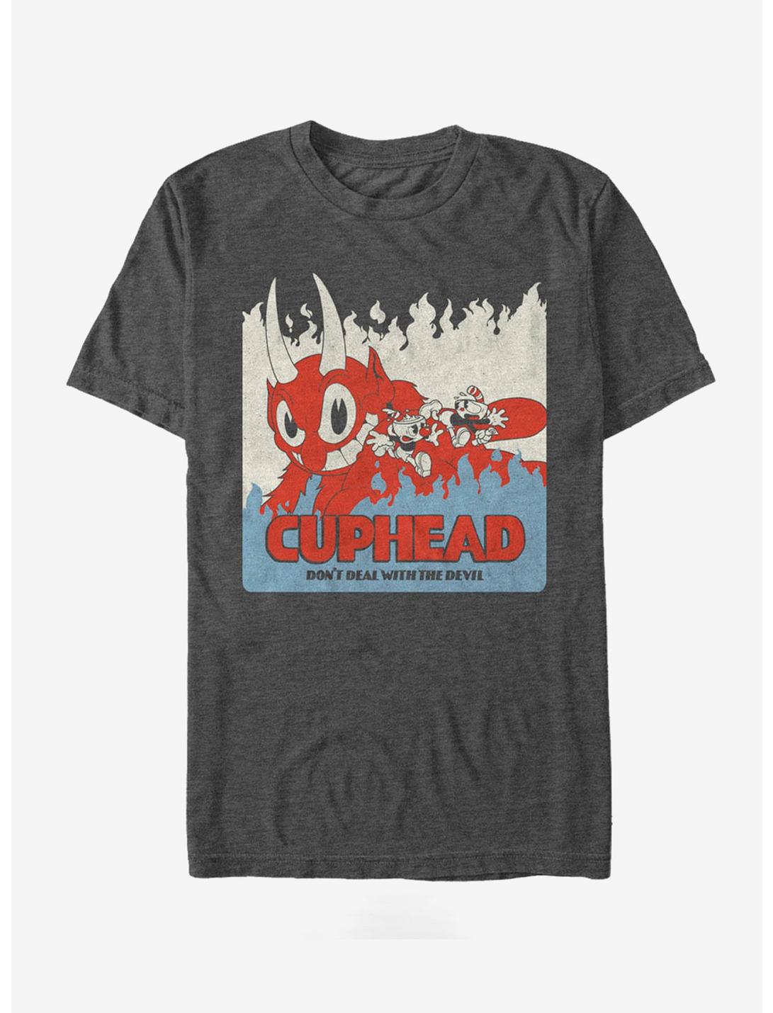 Cuphead Devil Flames T-Shirt, CHAR HTR, hi-res