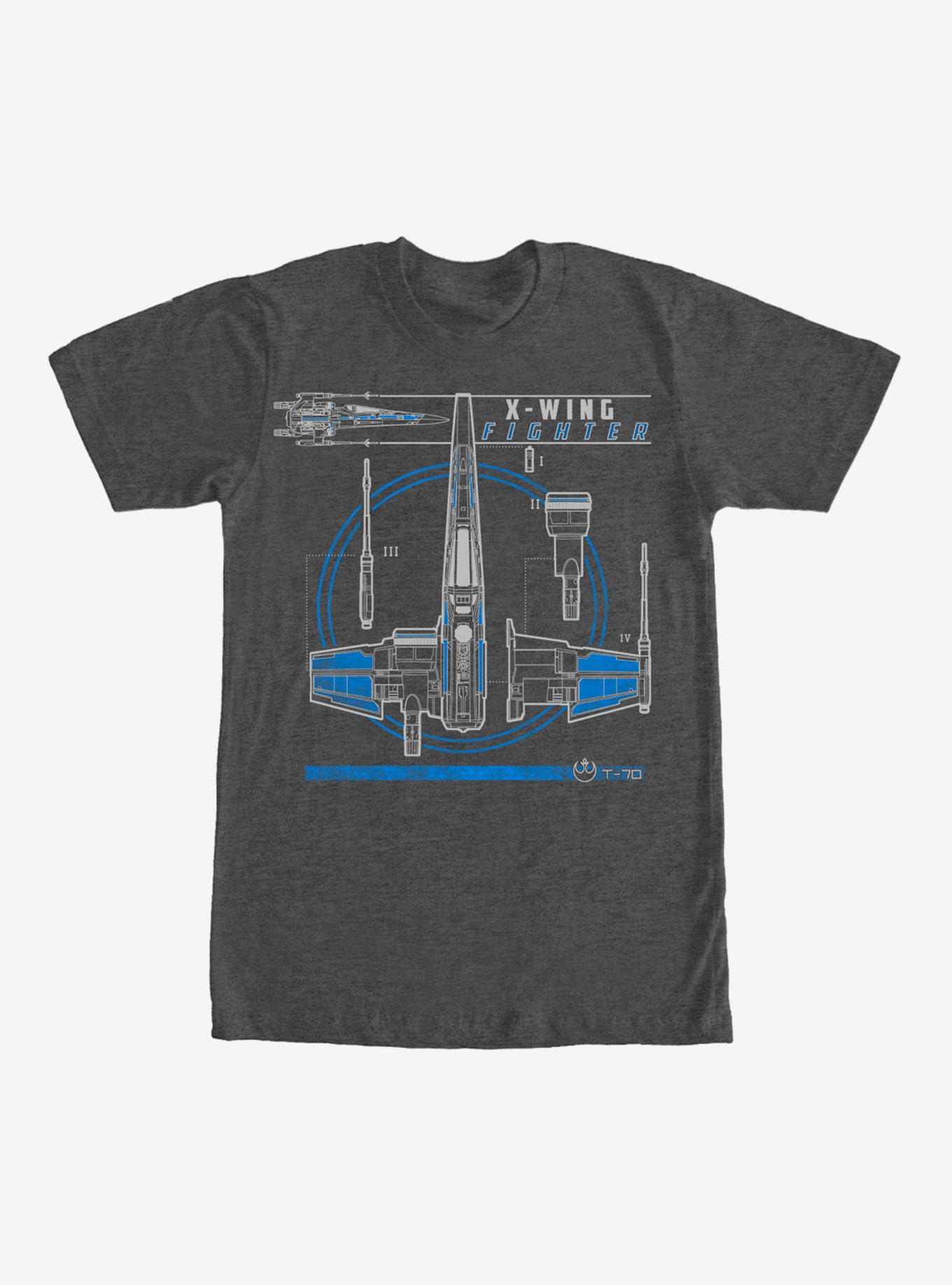 Star Wars Episode VII X-Wing Fighter T-Shirt, CHAR HTR, hi-res