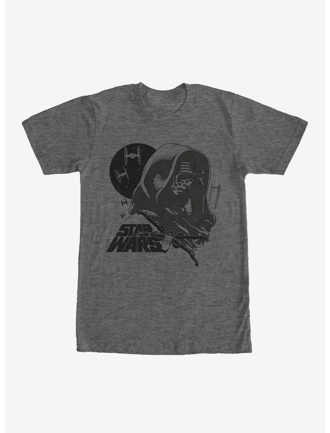 Star Wars Kylo Ren X-Wing and TIE Fighters T-Shirt, CHAR HTR, hi-res