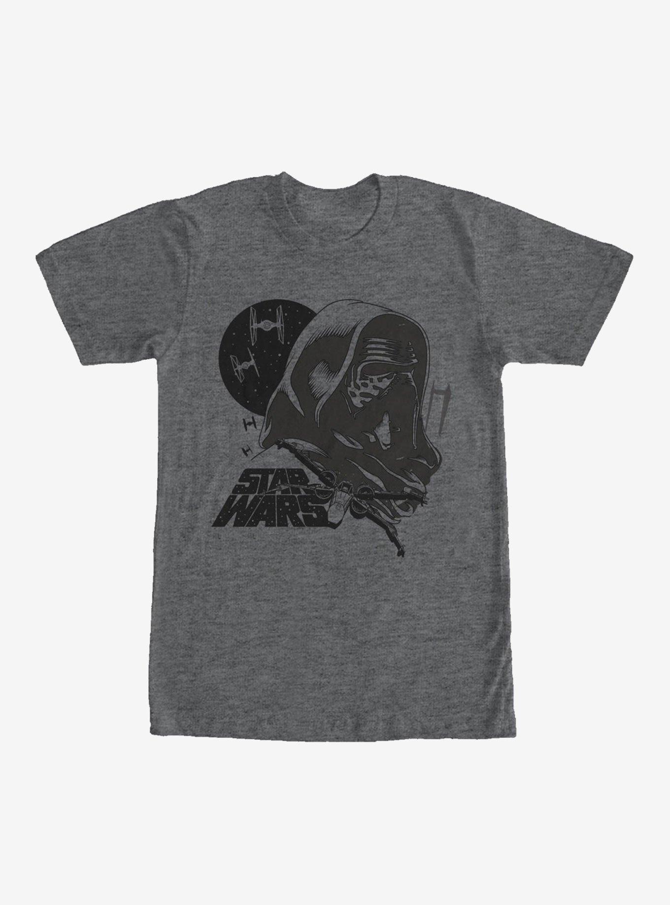 Star Wars Kylo Ren X-Wing and TIE Fighters T-Shirt, CHAR HTR, hi-res