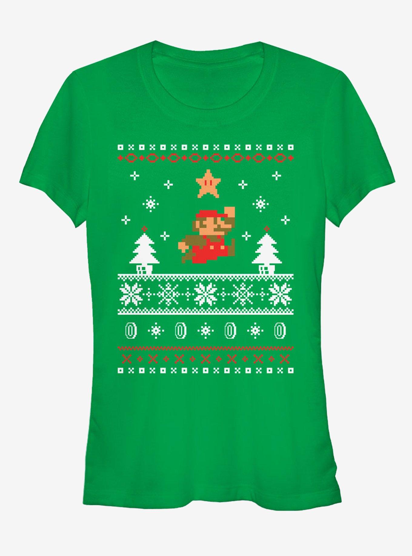 Nintendo Mario Ugly Christmas Sweater Girls T-Shirt, KELLY, hi-res
