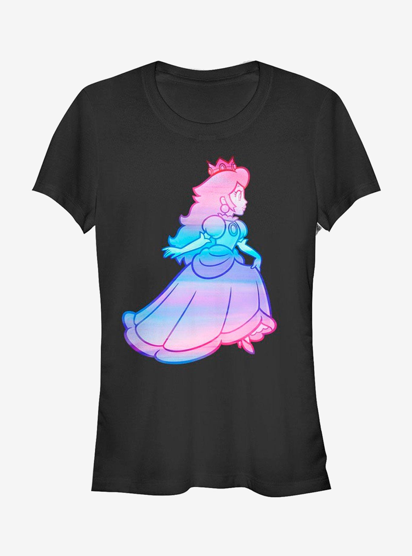 Nintendo Princess Peach Rainbow Fade Girls T-Shirt - BLACK | Hot Topic