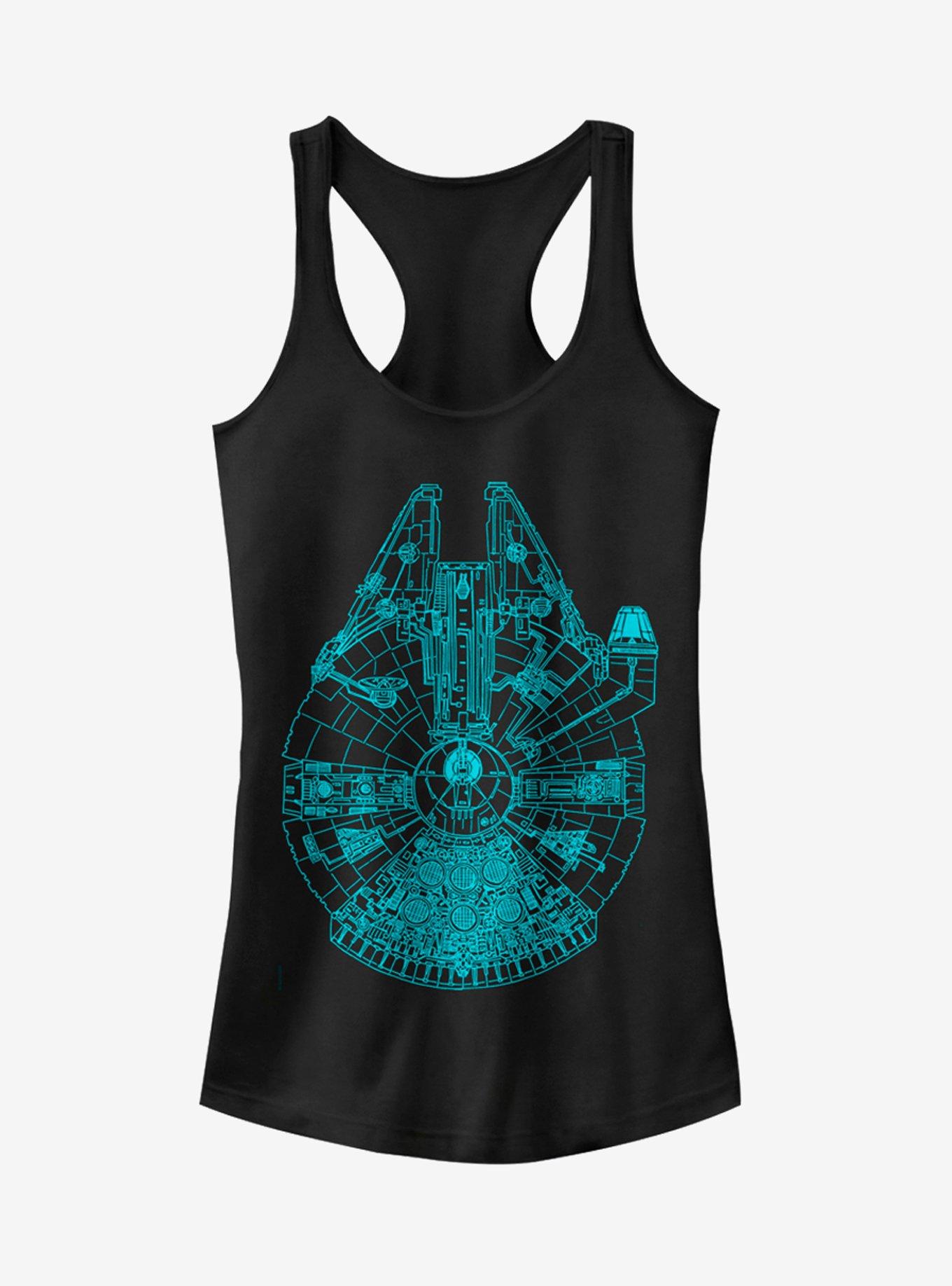 Star Wars Millennium Falcon Outline Girls Tank, BLACK, hi-res