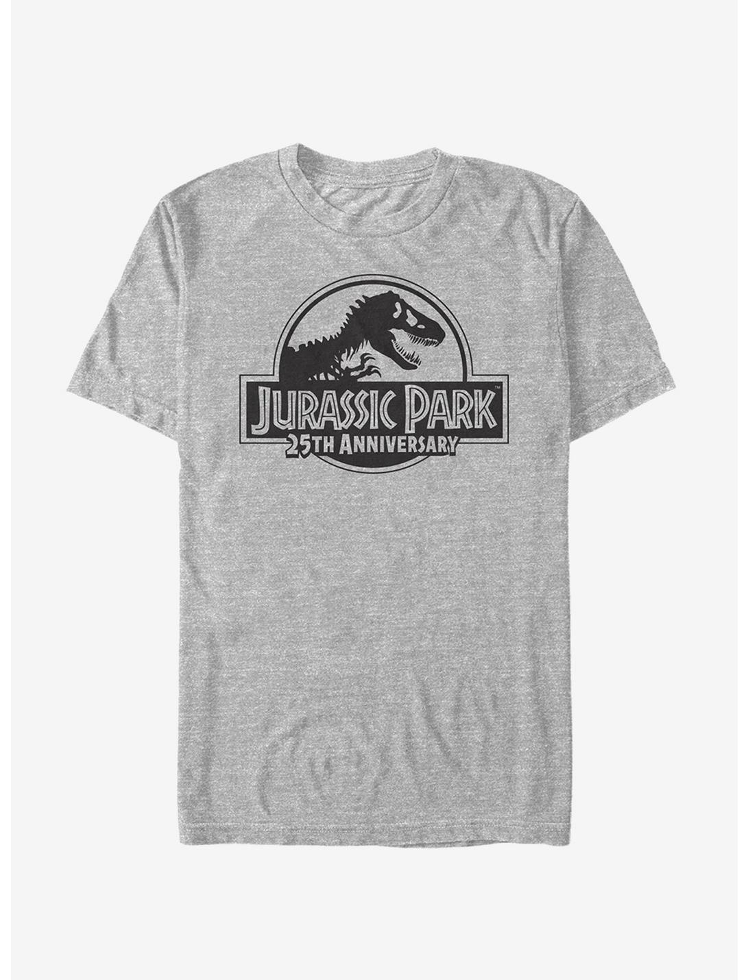 Jurassic Park Grey Classic 25th Anniversary Logo T-Shirt, ATH HTR, hi-res