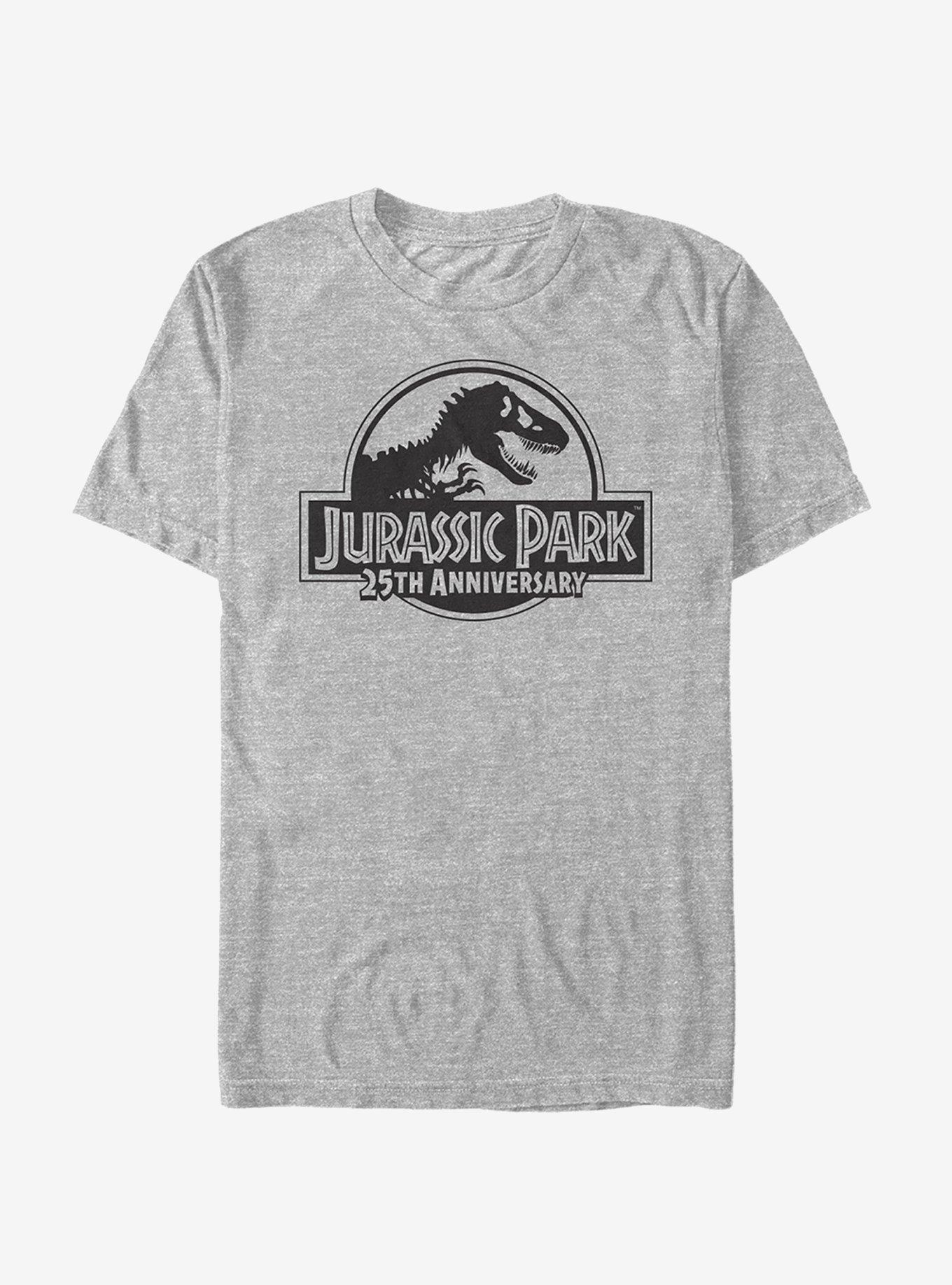 Jurassic Park Grey Classic 25th Anniversary Logo T-Shirt, ATH HTR, hi-res