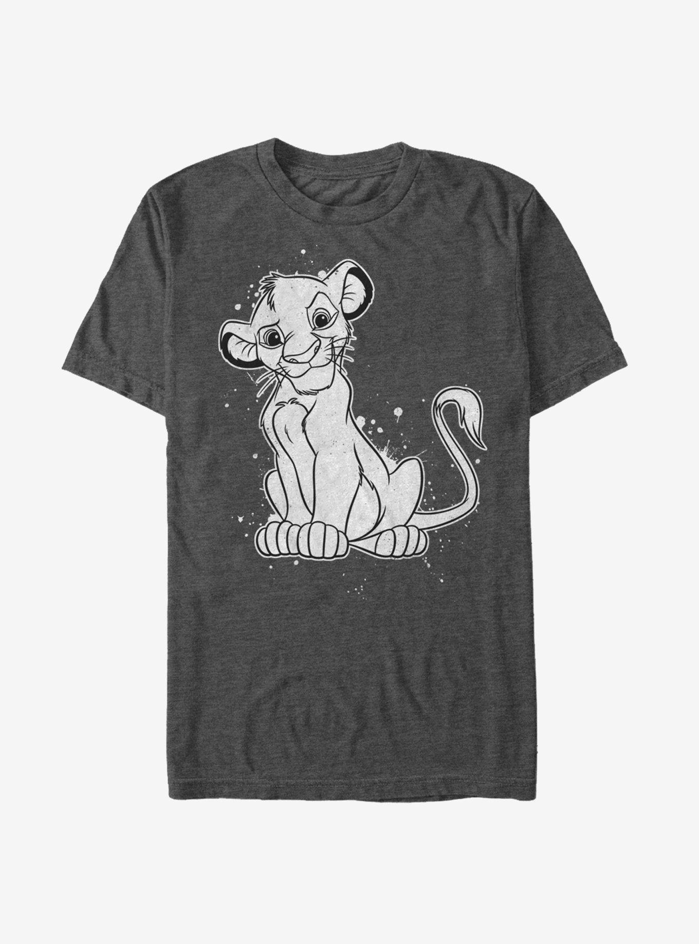 Lion King Simba Smirk Paint Splatter Print T-Shirt, CHAR HTR, hi-res