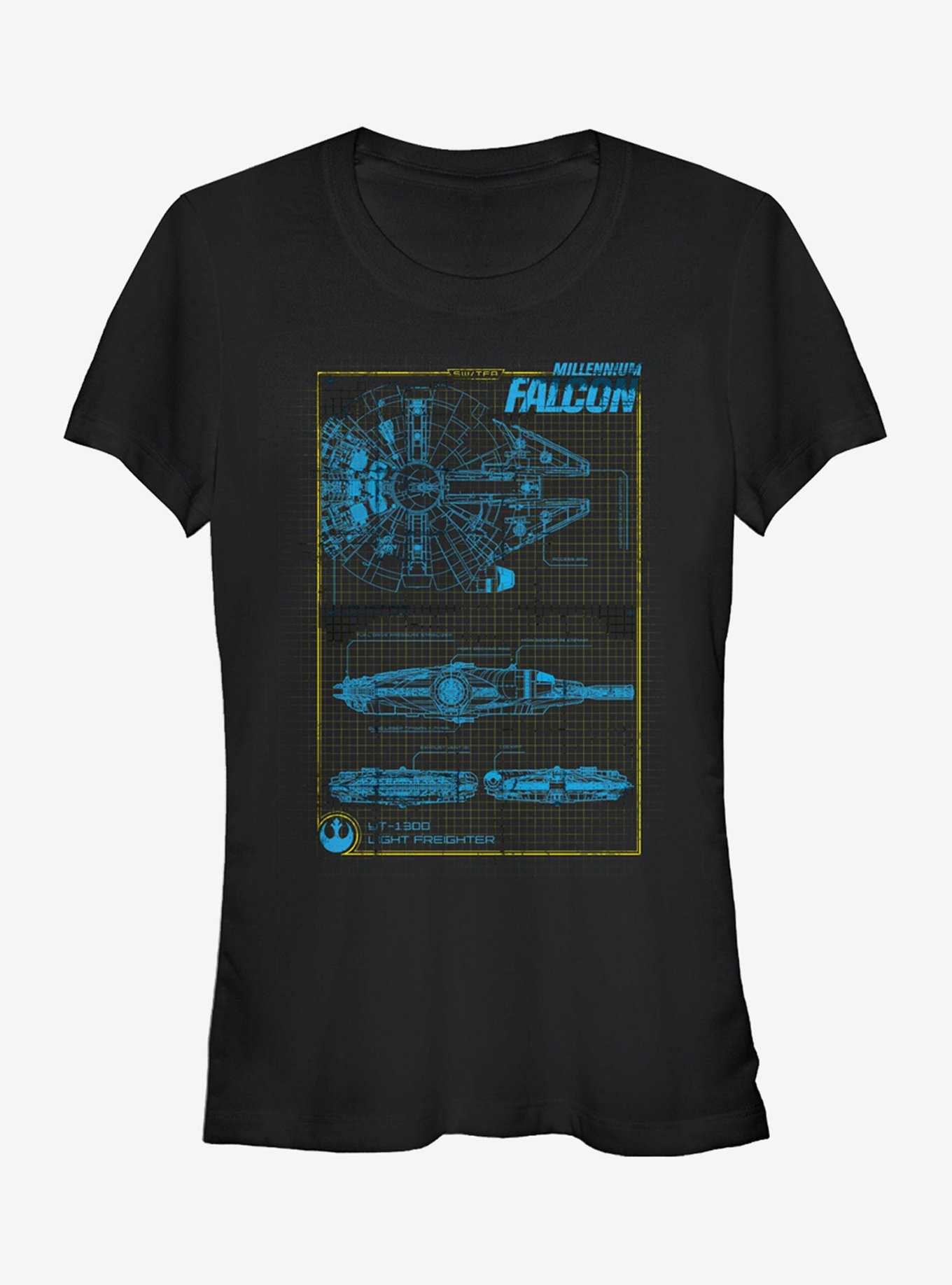 Star Wars Millennium Falcon Blueprint Girls T-Shirt, , hi-res