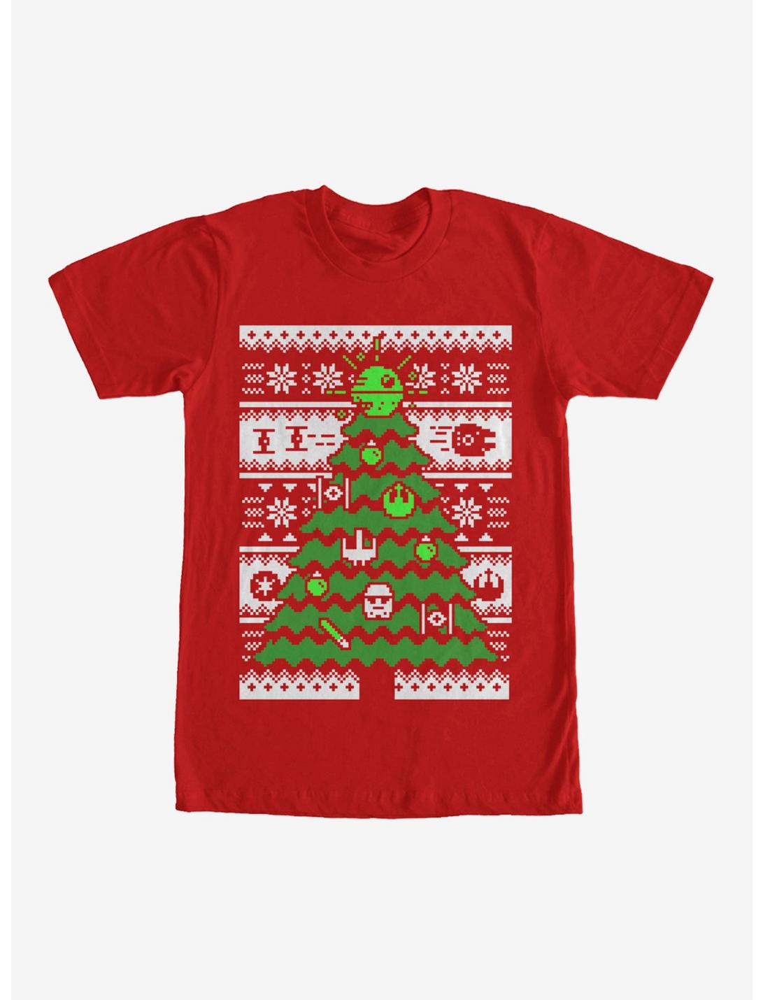 Star Wars Ugly Christmas Sweater Tree T-Shirt, RED, hi-res