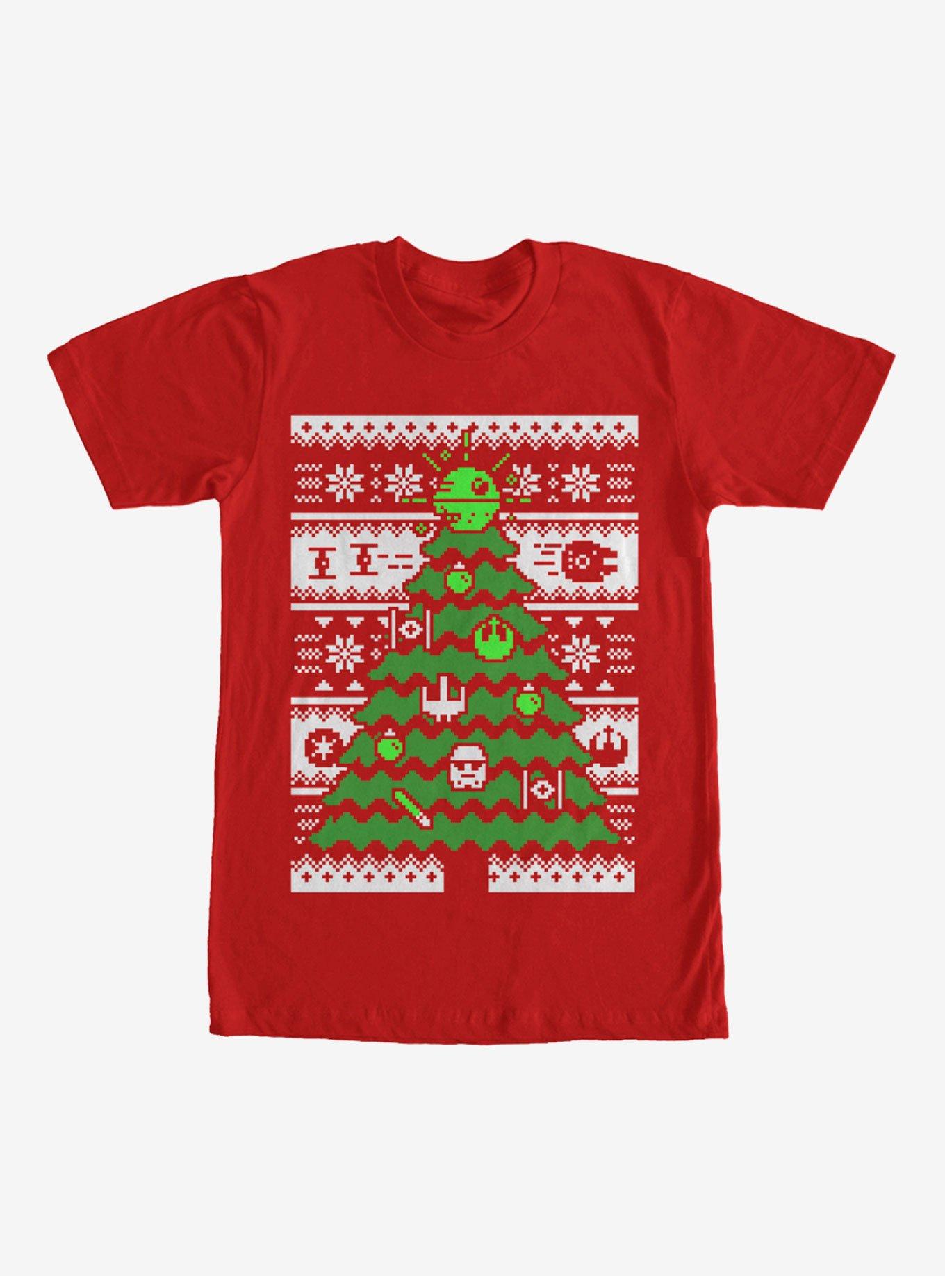 Star Wars Ugly Christmas Sweater Tree T-Shirt, RED, hi-res