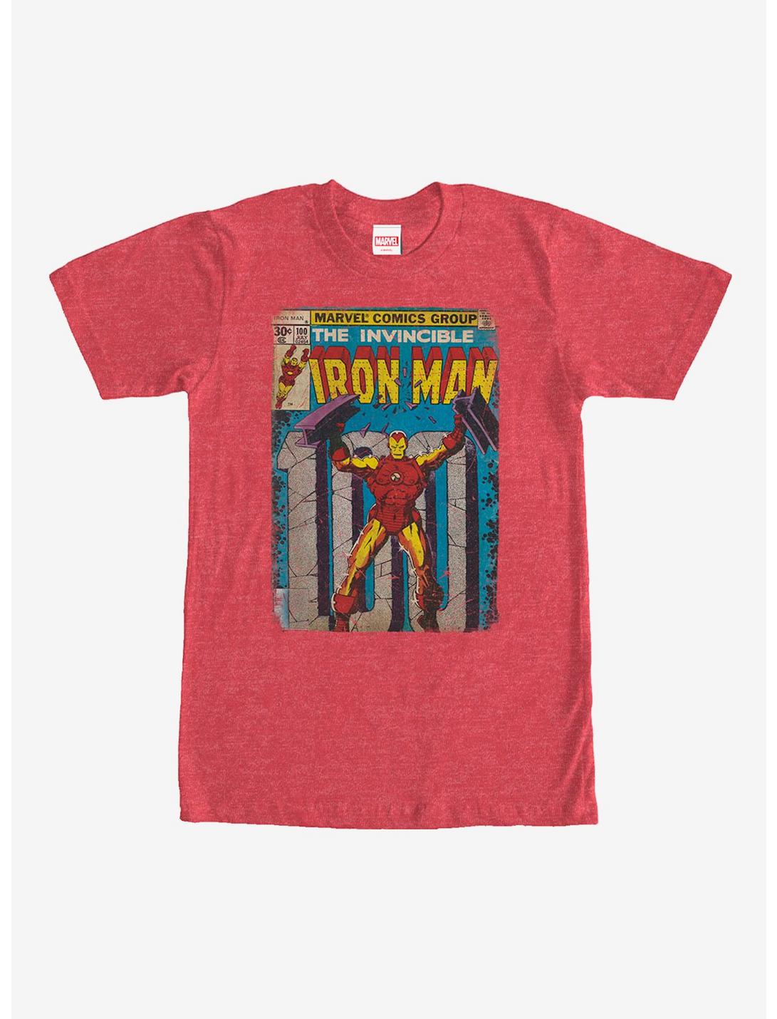 Marvel Iron Man Comic Book Cover Print T-Shirt, RED HTR, hi-res