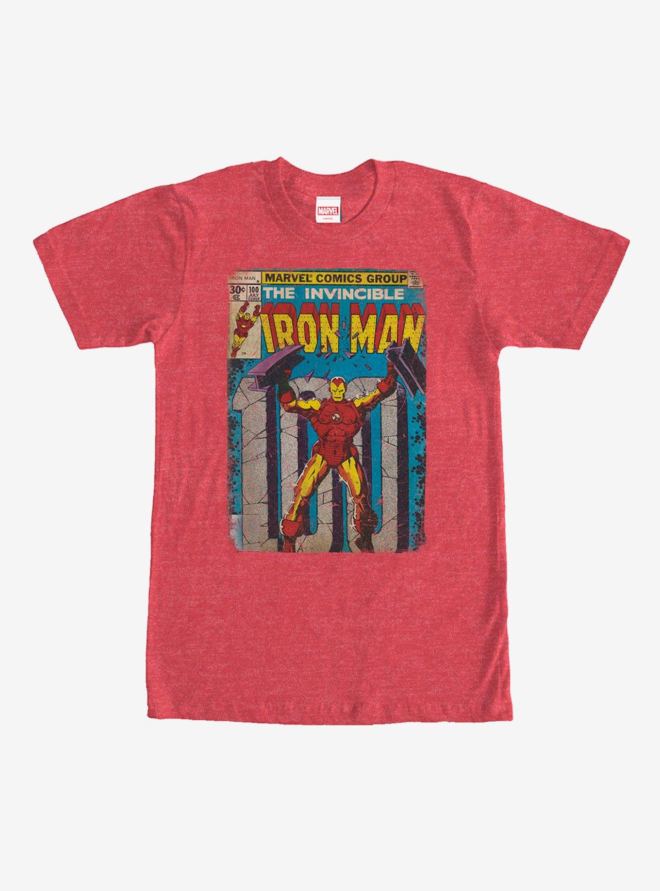 Marvel Iron Man Comic Book Cover Print T-Shirt, RED HTR, hi-res