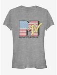 MTV American Flag Logo Girls T-Shirt, ATH HTR, hi-res