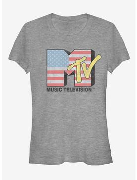 MTV American Flag Logo Girls T-Shirt, ATH HTR, hi-res