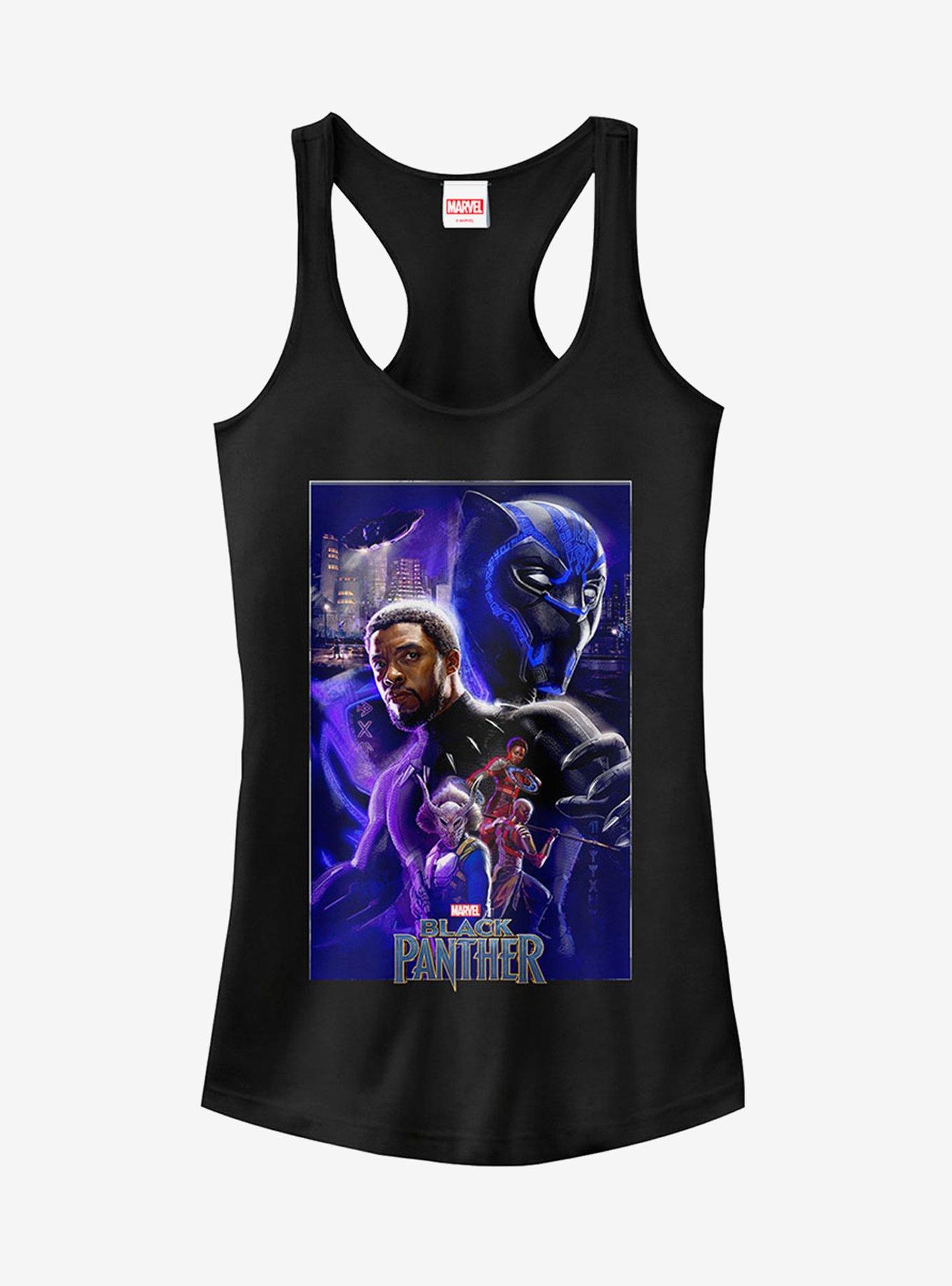 Marvel Black Panther 2018 Character Collage Girls Tank, BLACK, hi-res