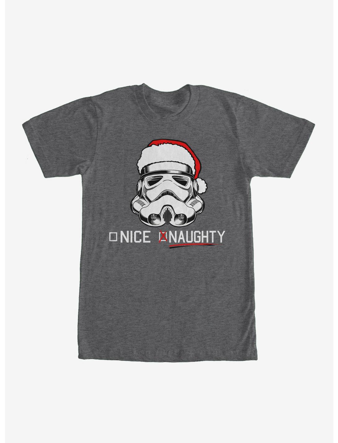 Star Wars Christmas Stormtrooper Naughty List T-Shirt, CHAR HTR, hi-res