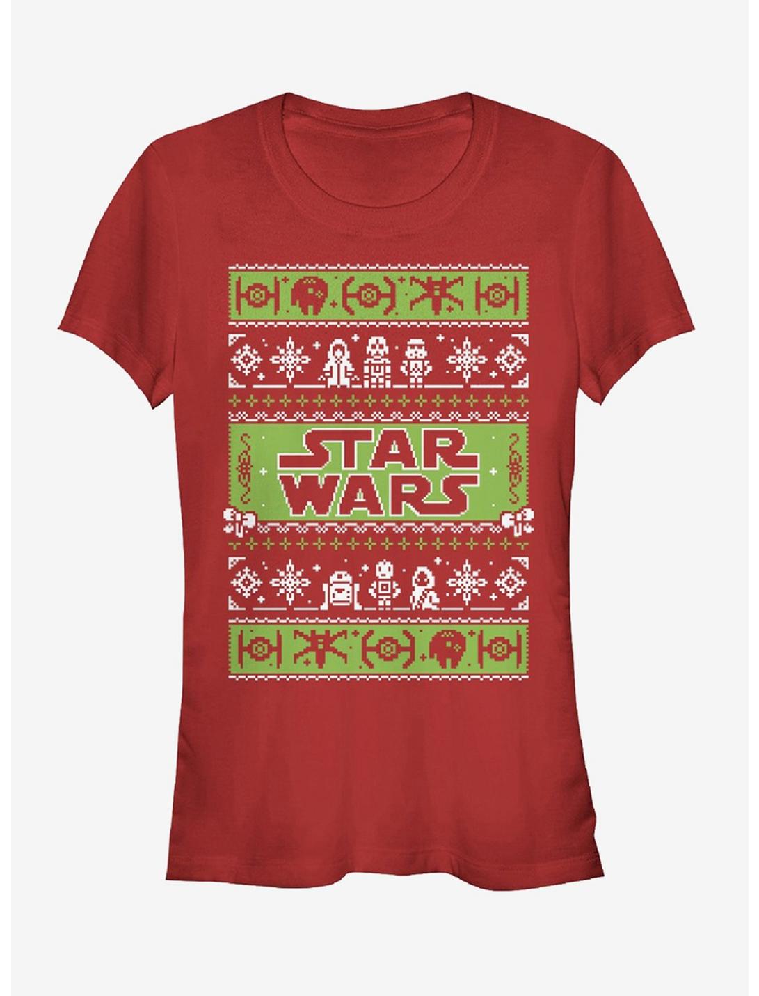 Star Wars Ugly Christmas Sweater Come to the Merry Side Girls T-Shirt, RED, hi-res